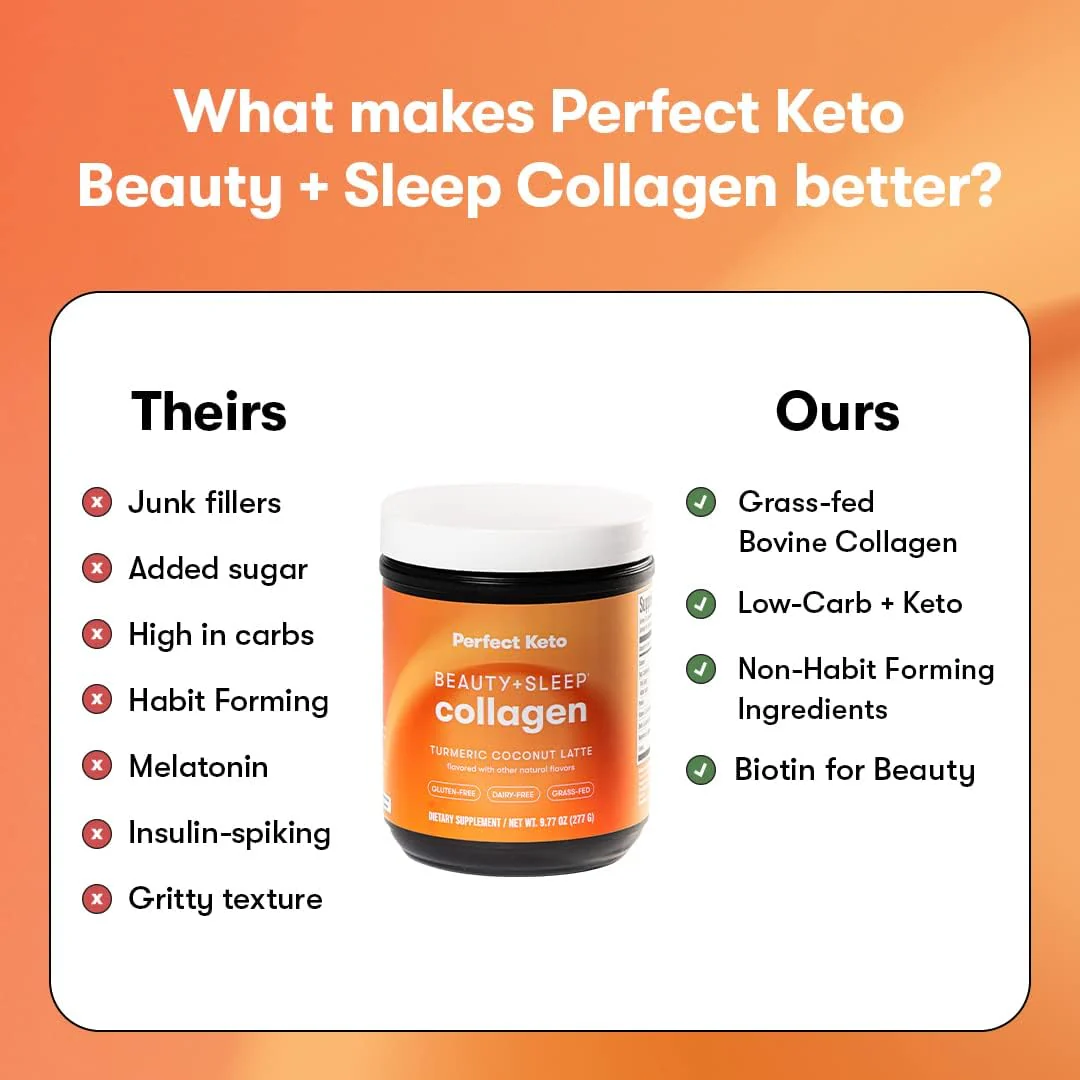 Beauty + Sleep Collagen Protein Powder – Turmeric Coconut Latte | Perfect Keto - Image 8