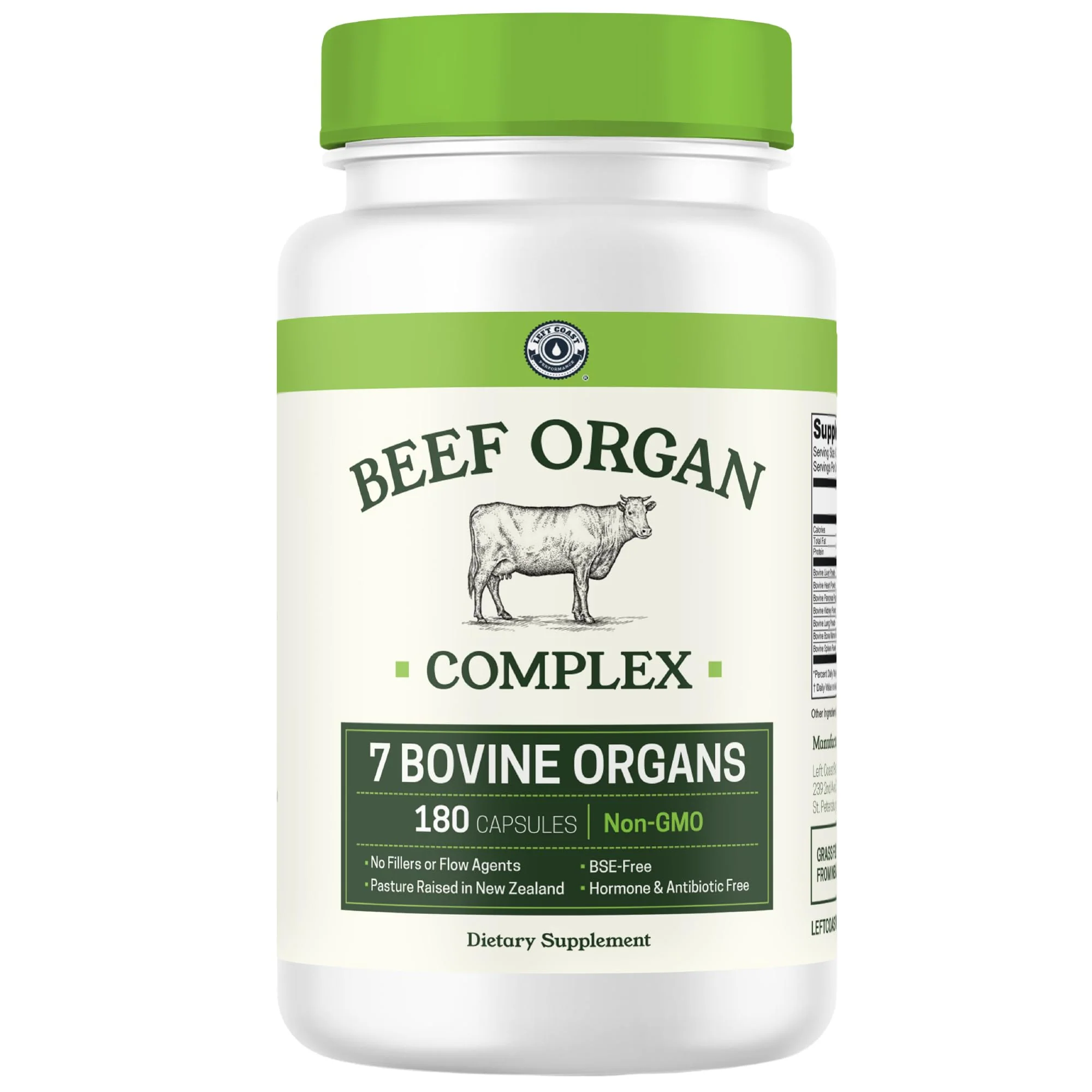 Beef Organ Supplement Grass Fed - 7-Organ NZ Complex | 180ct | Non-GMO
