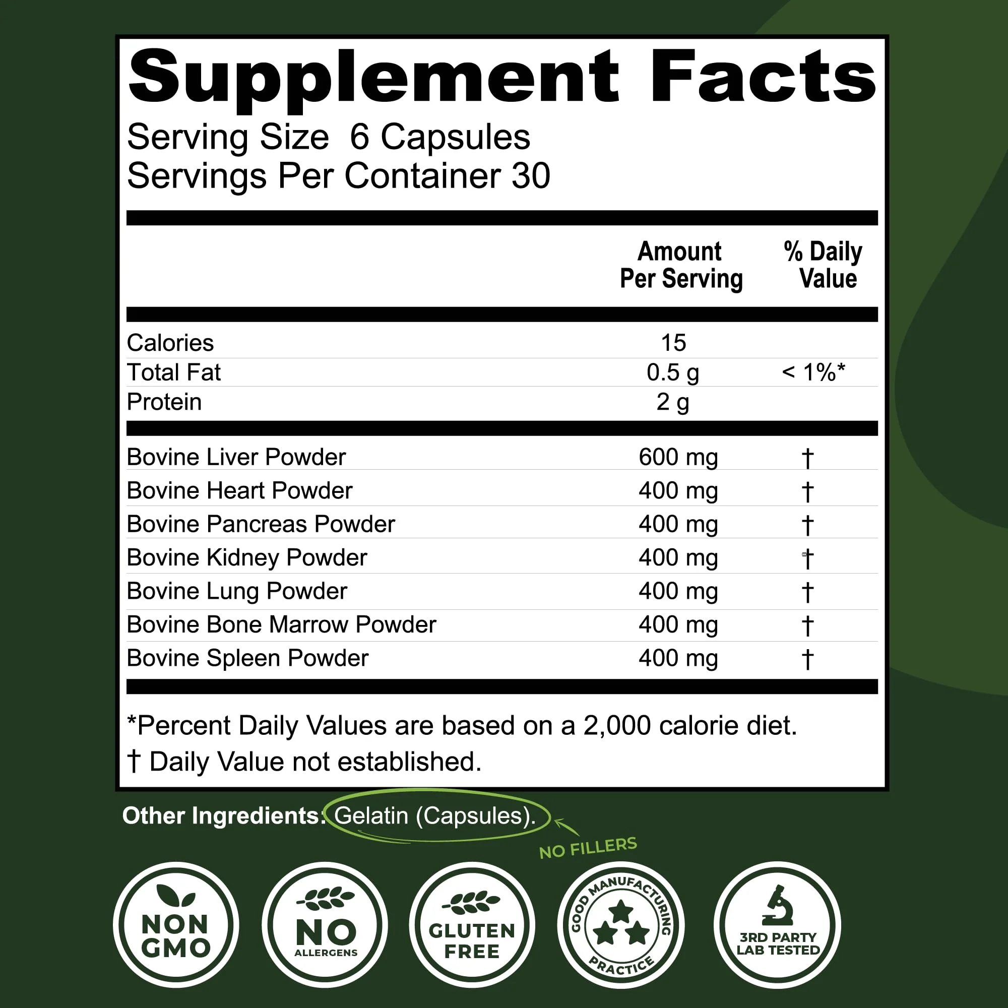 Beef Organ Supplement Grass Fed - 7-Organ NZ Complex | 180ct | Non-GMO - Image 2