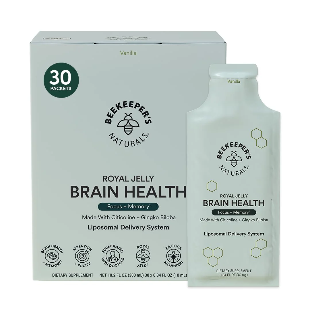 Beekeeper's Naturals Brain Nootropic Supplement - 500mg Citocoline, Ginkgo, Bacopa, Royal Jelly, Vanilla Flavor, 30ct - Image 9