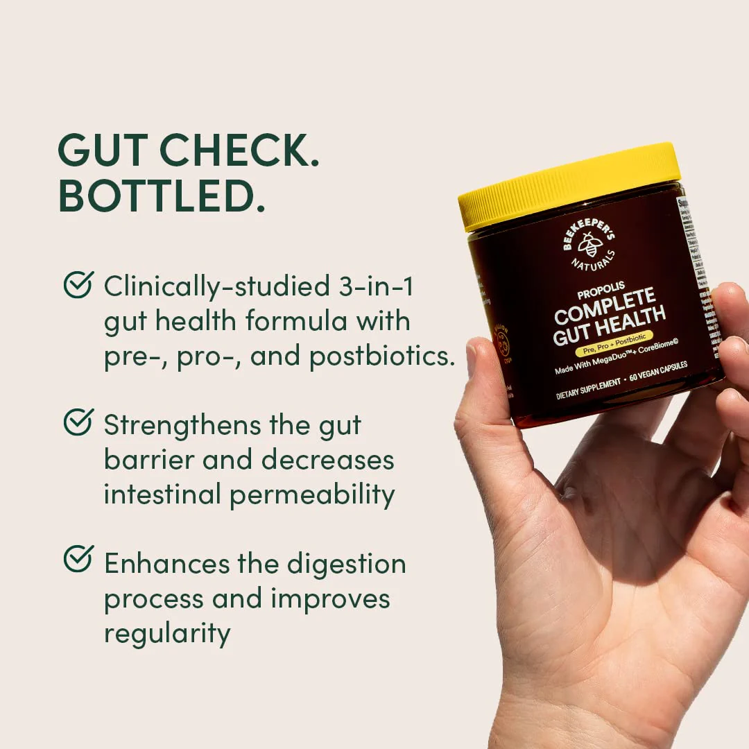 Beekeeper's Naturals Complete Gut Health - 3-in-1 Prebiotic, Probiotic & Postbiotic (60 cap) - Image 12