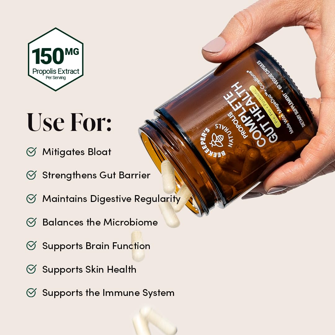 Beekeeper's Naturals Complete Gut Health - 3-in-1 Prebiotic, Probiotic & Postbiotic (60 cap) - Image 13