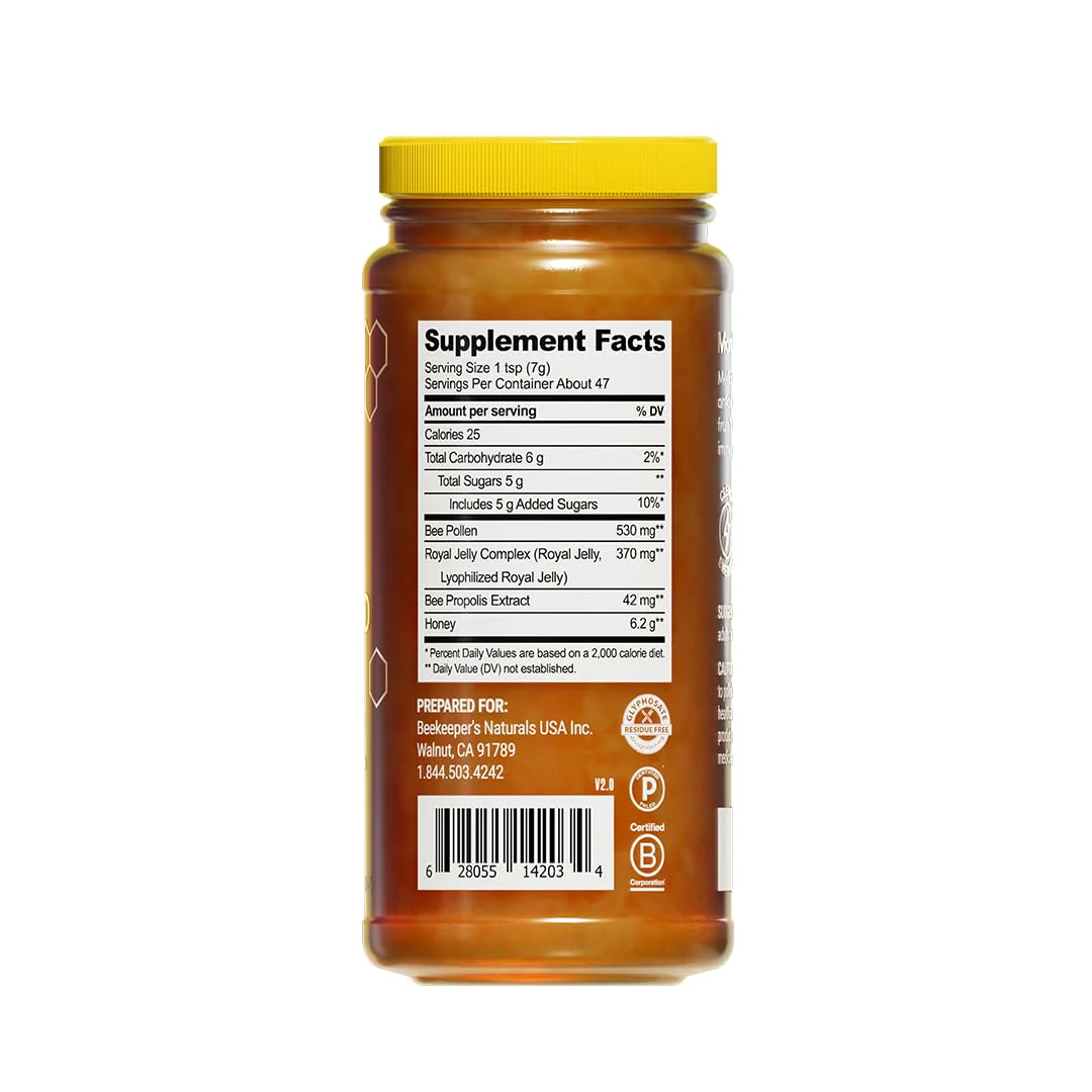 Beekeeper's Naturals Superfood Honey – Bee Pollen, Royal Jelly & Propolis (11.6 oz) - Image 10