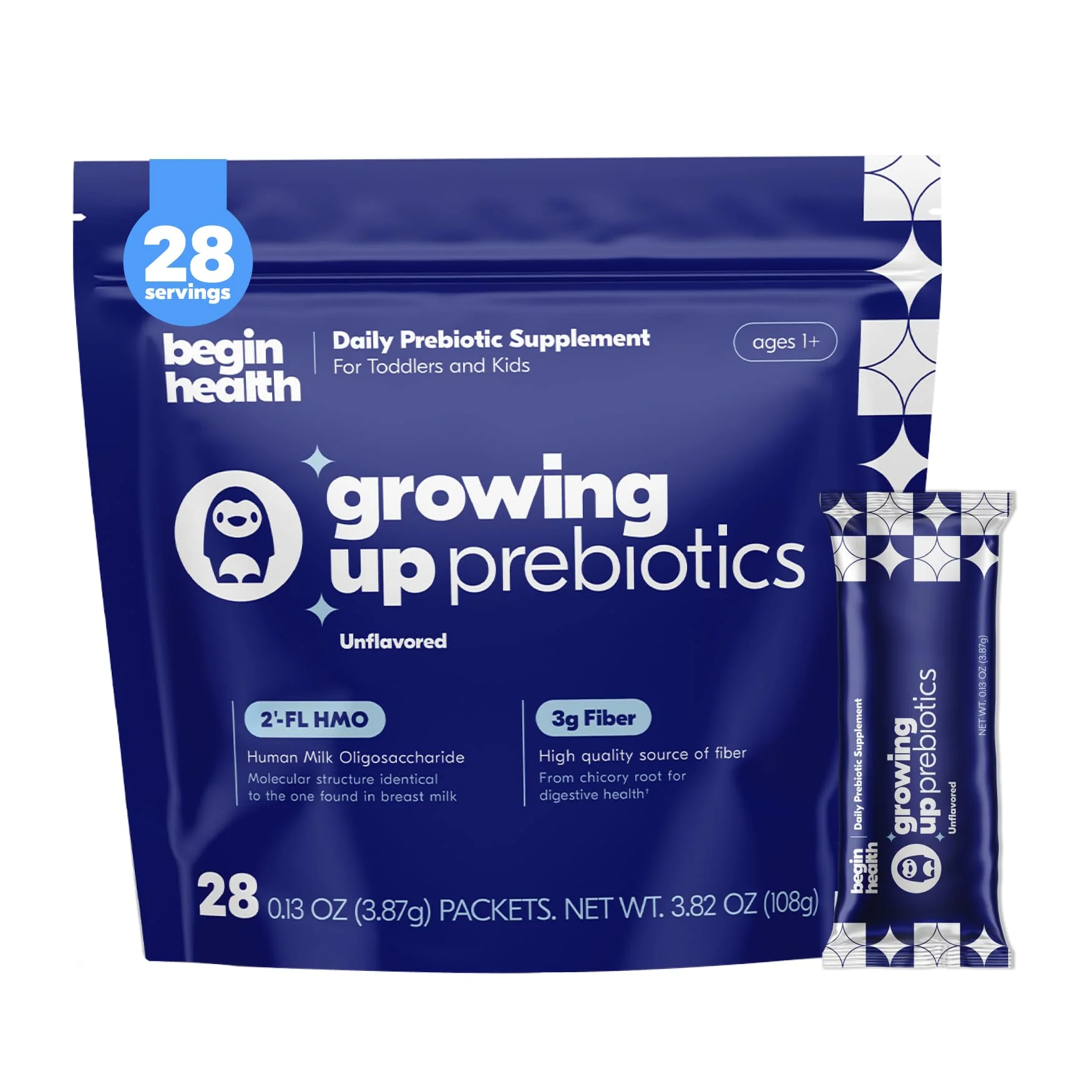 Begin Health Growing Up Prebiotics for Kids – 28-Pack Unflavored Prebiotic Powder - Image 9