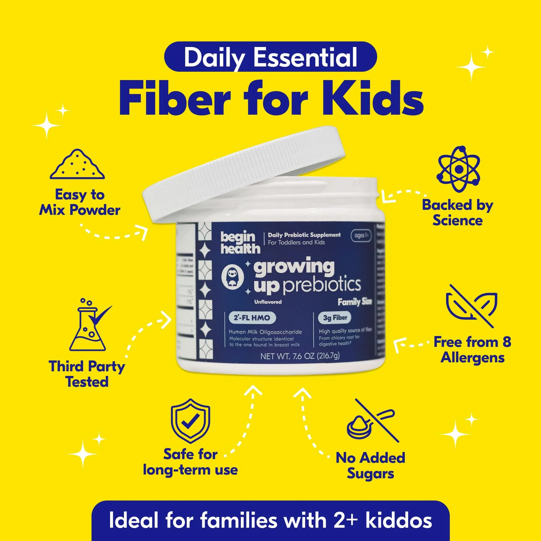Begin Health Growing Up Prebiotics for Kids — 56-Pack, Unflavored Powder for Digestive Support - Image 12