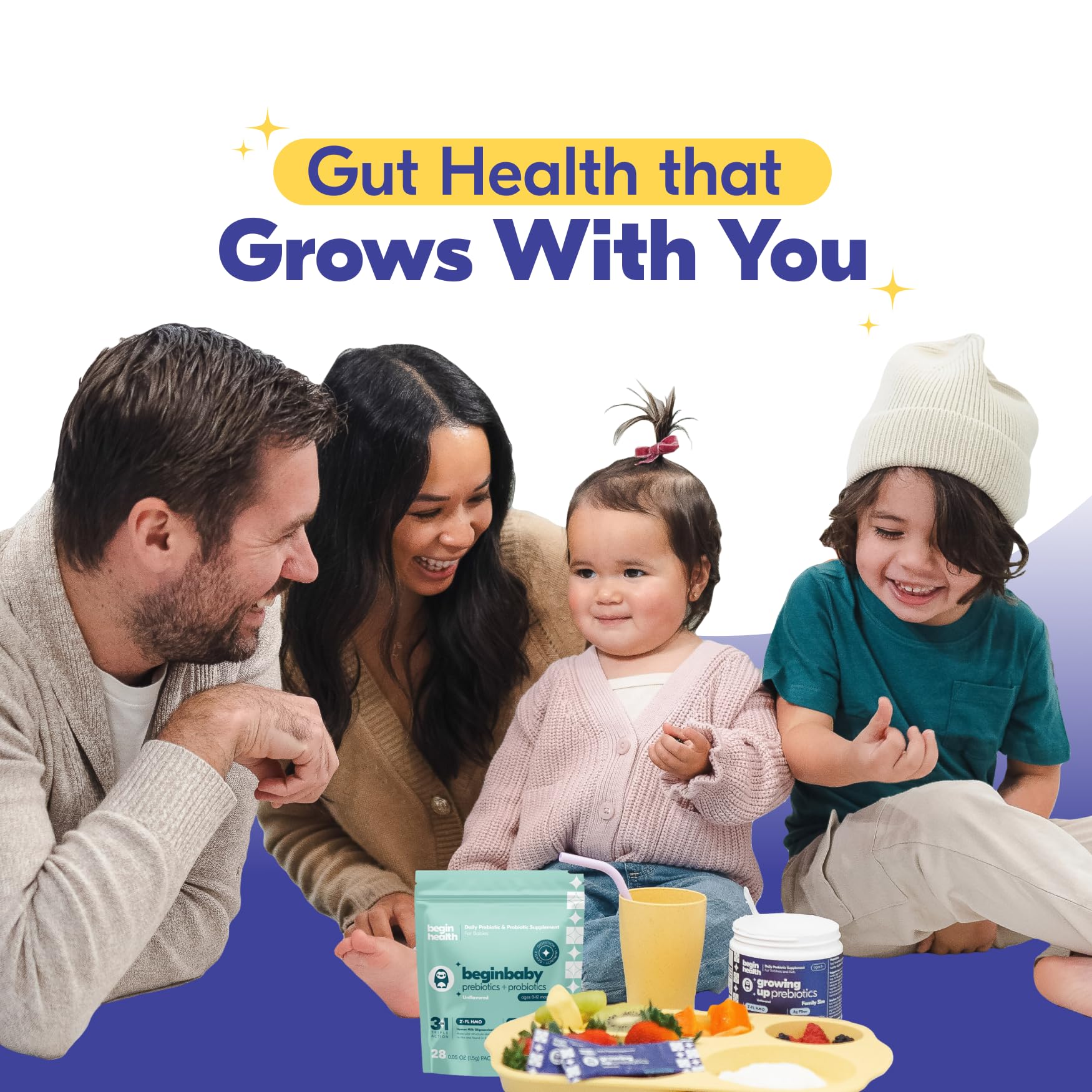 Begin Health Growing Up Prebiotics for Kids — 56-Pack, Unflavored Powder for Digestive Support - Image 3