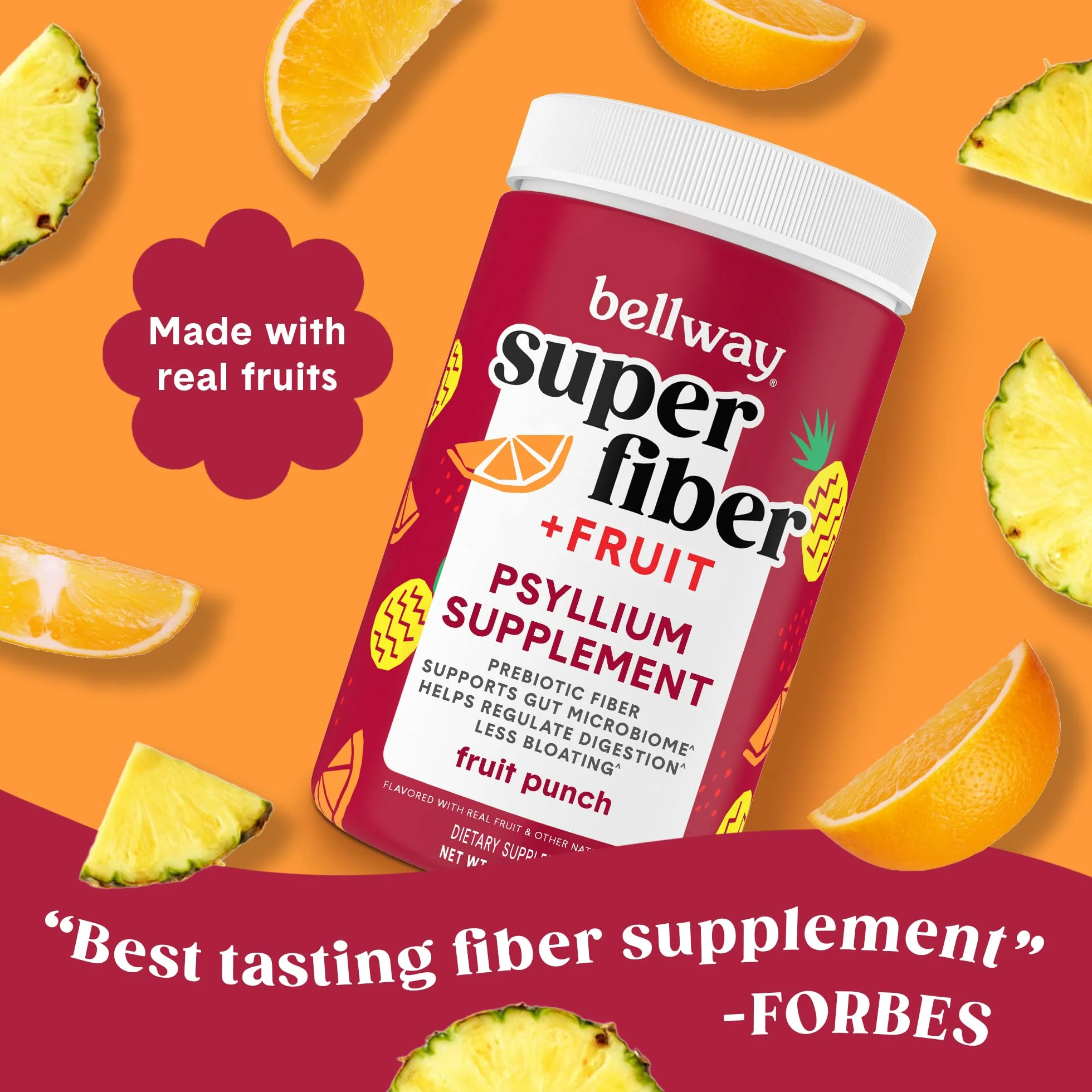 Bellway Super Fiber Powder + Fruit Punch – Sugar-Free Psyllium Husk, 50 Servings - Image 2