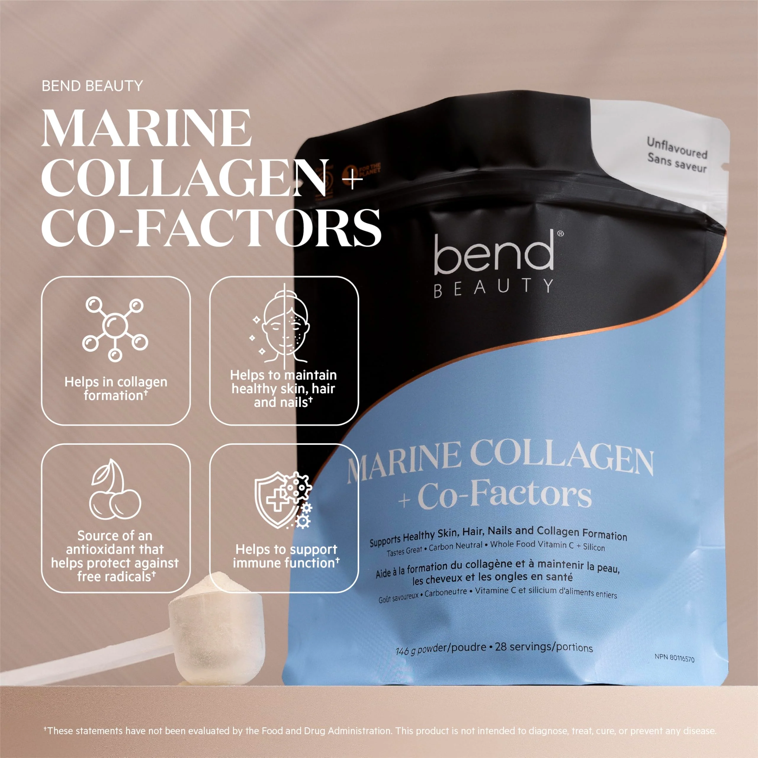 Bend Beauty Marine Collagen + Co-Factors – Unflavored Collagen Powder for Skin, Hair & Nails - Image 2