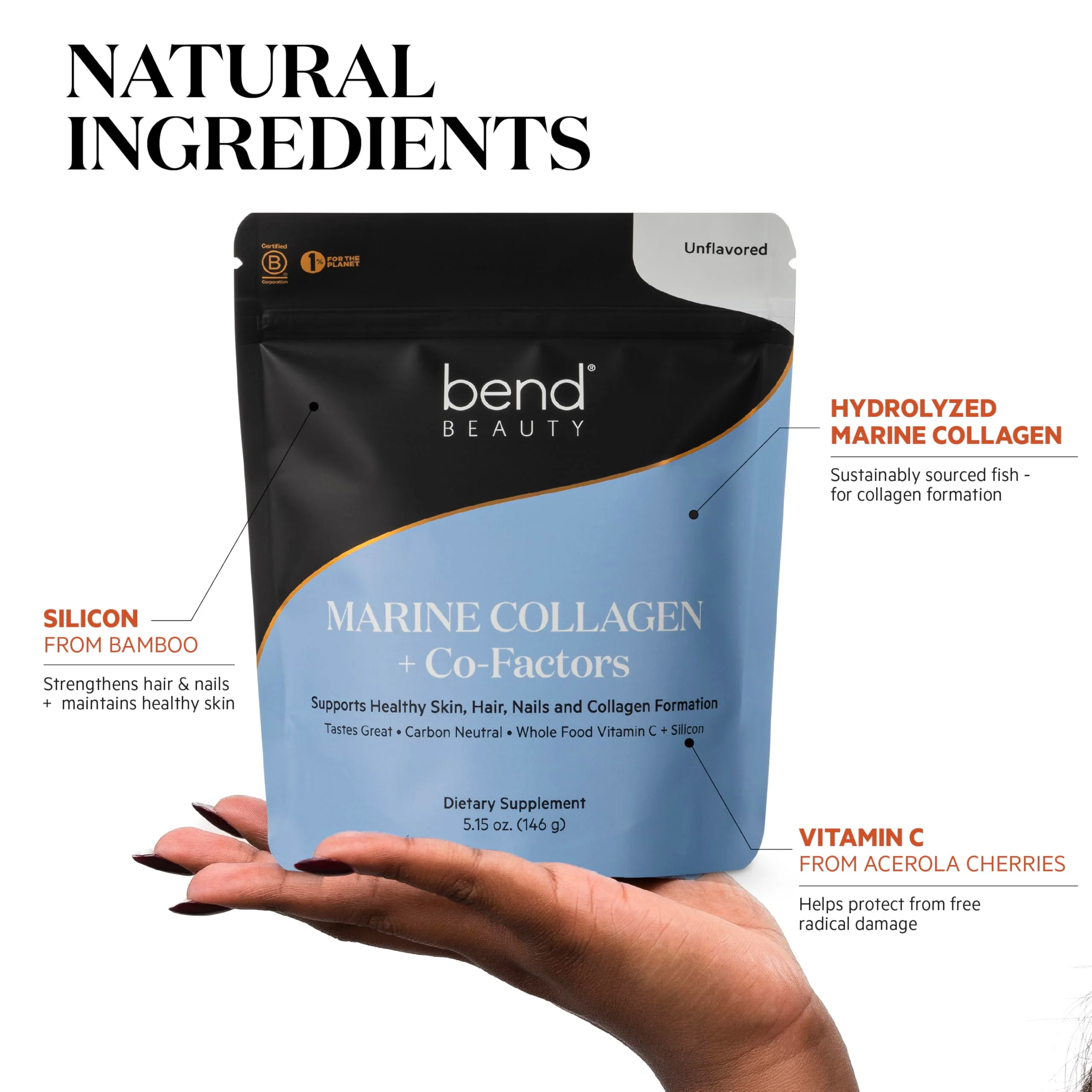 Bend Beauty Marine Collagen + Co-Factors – Unflavored Collagen Powder for Skin, Hair & Nails - Image 3