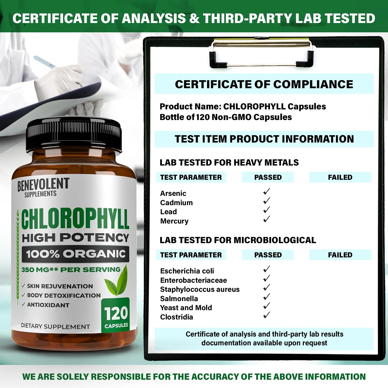 Benevolent Chlorophyll Capsules 350mg – 120 Caps | Natural, 20x Potency - Image 7