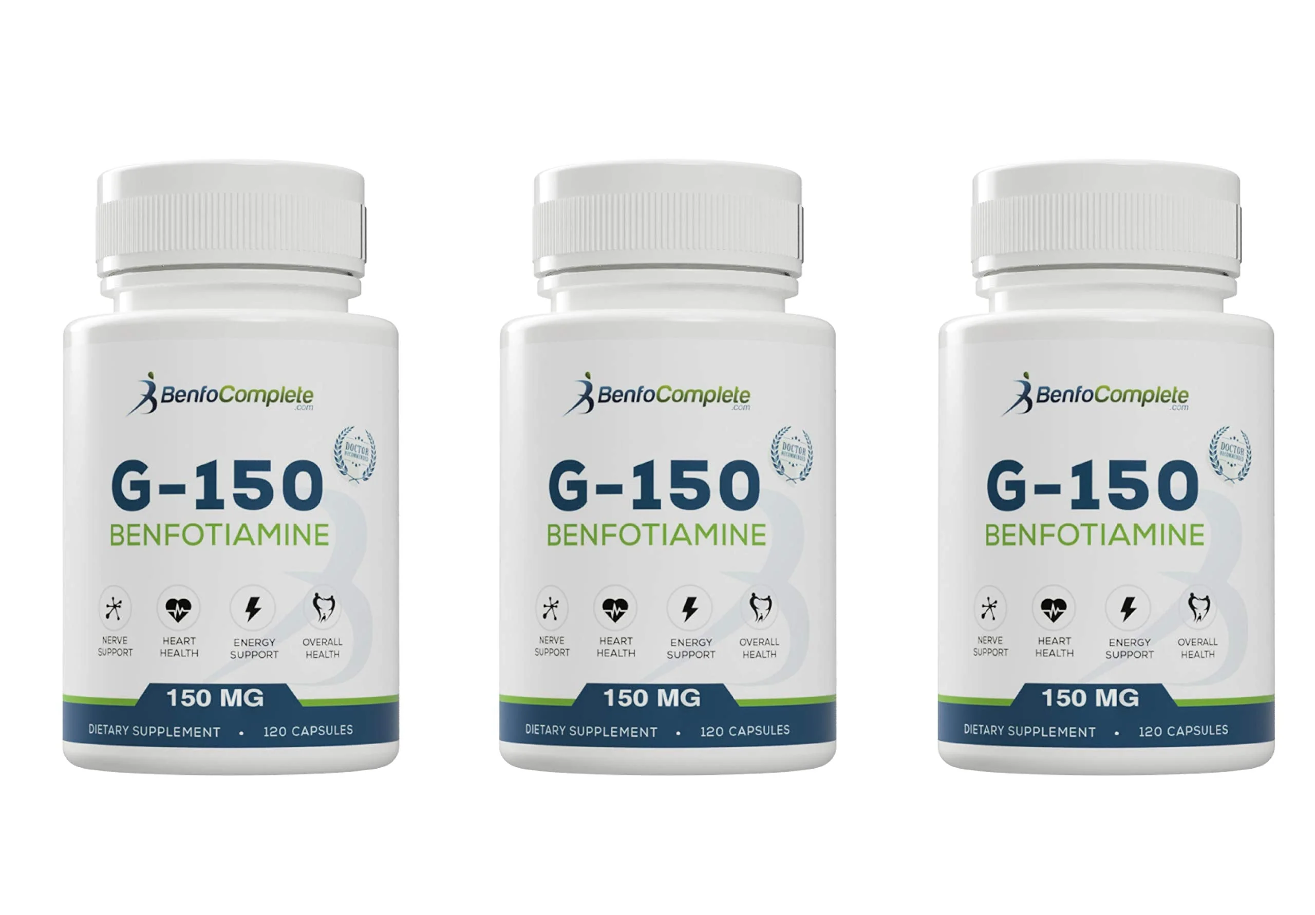 Benfocomplete Benfotiamine 150 mg – 120 Gelatin Capsules per Bottle | Pack of 3 Bottles