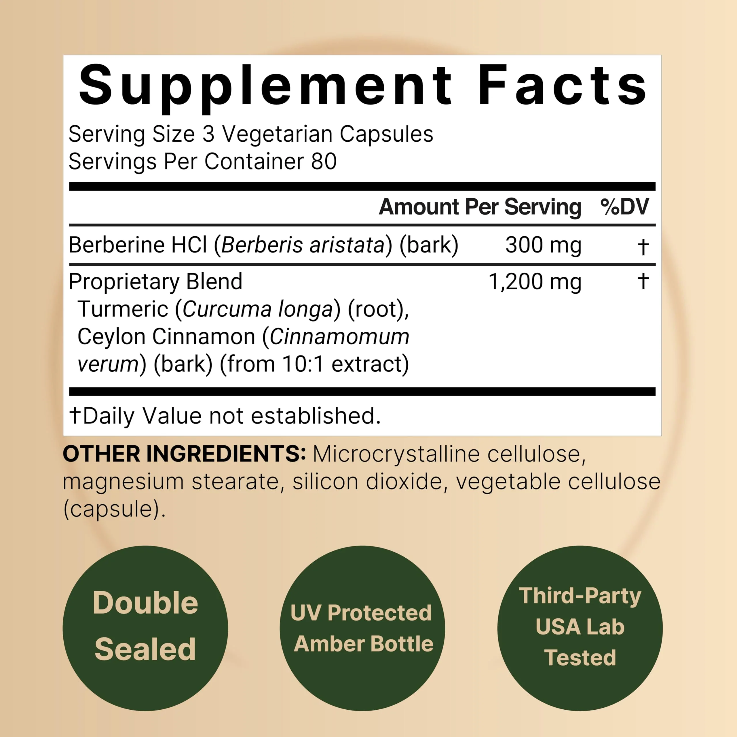 Berberine 1500mg with Cinnamon & Turmeric – 240 Veggie Capsules | 97% Pure Berberine HCL | Vegan, Non-GMO - Image 2