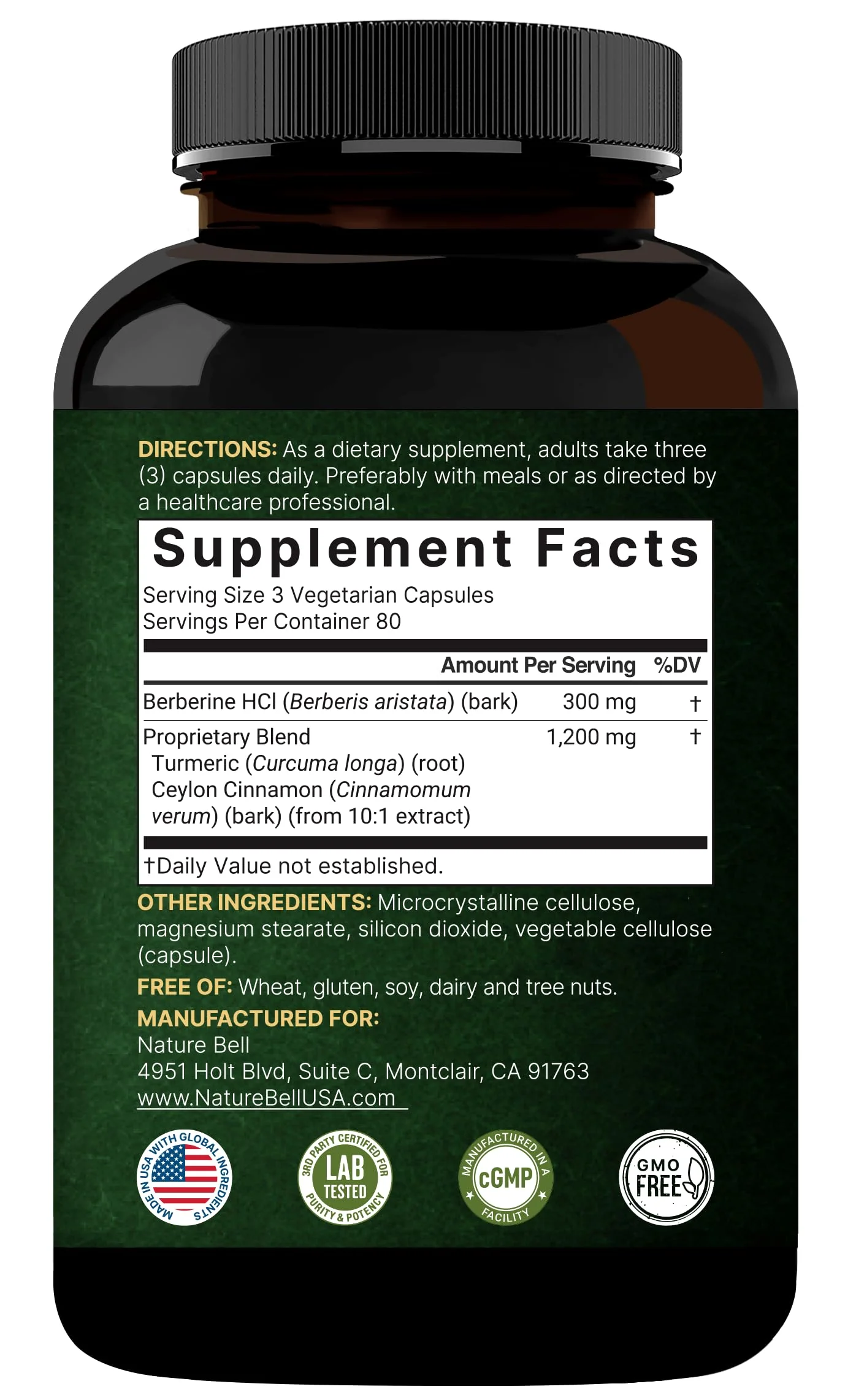 Berberine 1500mg with Cinnamon & Turmeric – 240 Veggie Capsules | 97% Pure Berberine HCL | Vegan, Non-GMO - Image 6