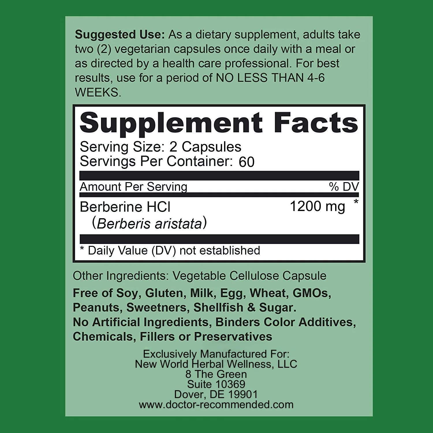 Berberine Plus 1200 mg | Doctor Recommended Supplements | 120 Veggie Capsules (Pack of 2) - Image 2