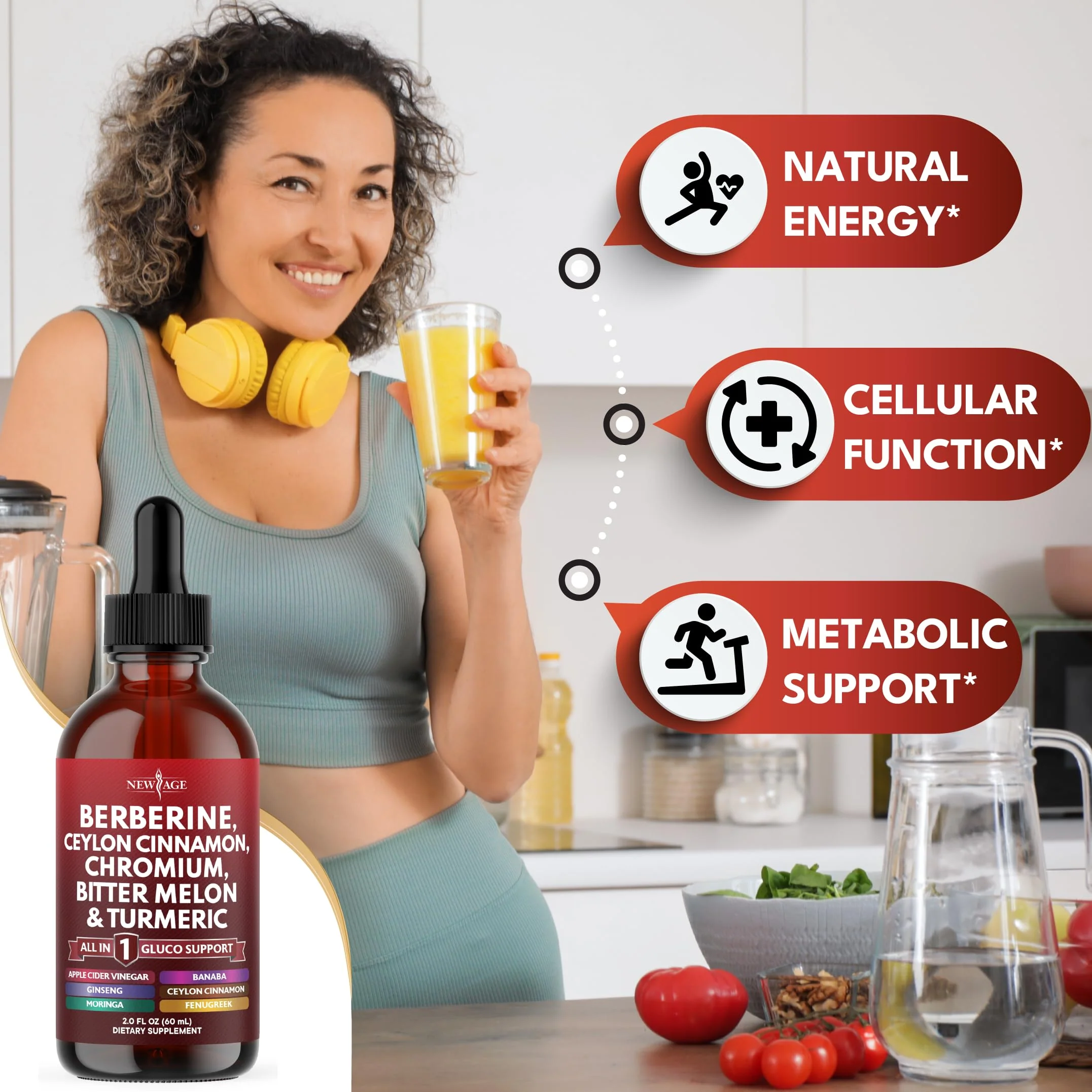 Berberine with Ceylon Cinnamon Liquid Drops 4 OZ – Immune Support with Ginseng, Turmeric, Chromium, Bitter Melon, Moringa - Image 4