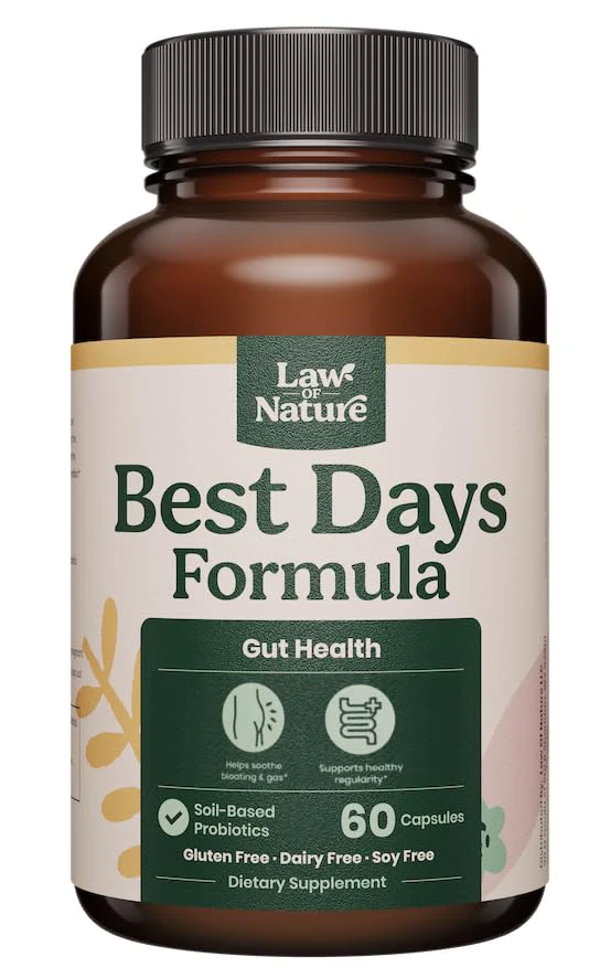 Best Days Formula | 5-in-1 Gut Support with Soil-Based Probiotics | Law Of Nature | 60 Capsules - Image 9