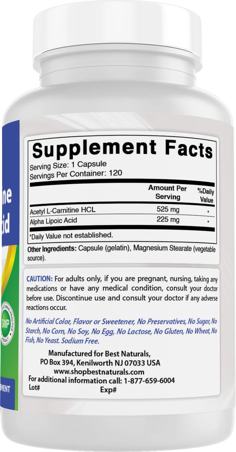 Best Naturals Acetyl L-Carnitine & Alpha Lipoic Acid 750 mg – 360 Count (3 x 120) - Image 13