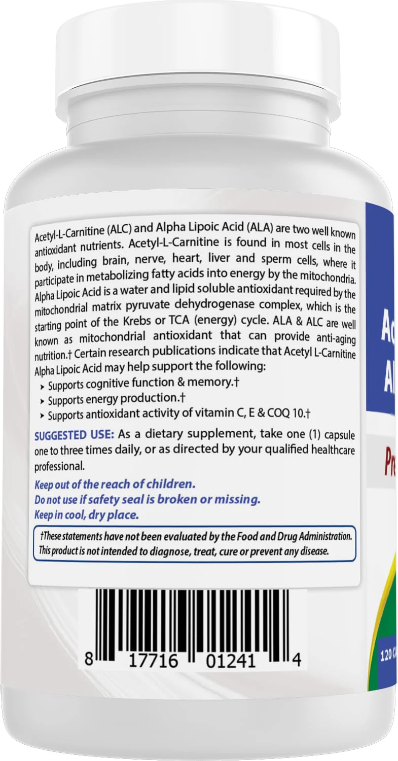 Best Naturals Acetyl L-Carnitine & Alpha Lipoic Acid 750 mg – 360 Count (3 x 120) - Image 7