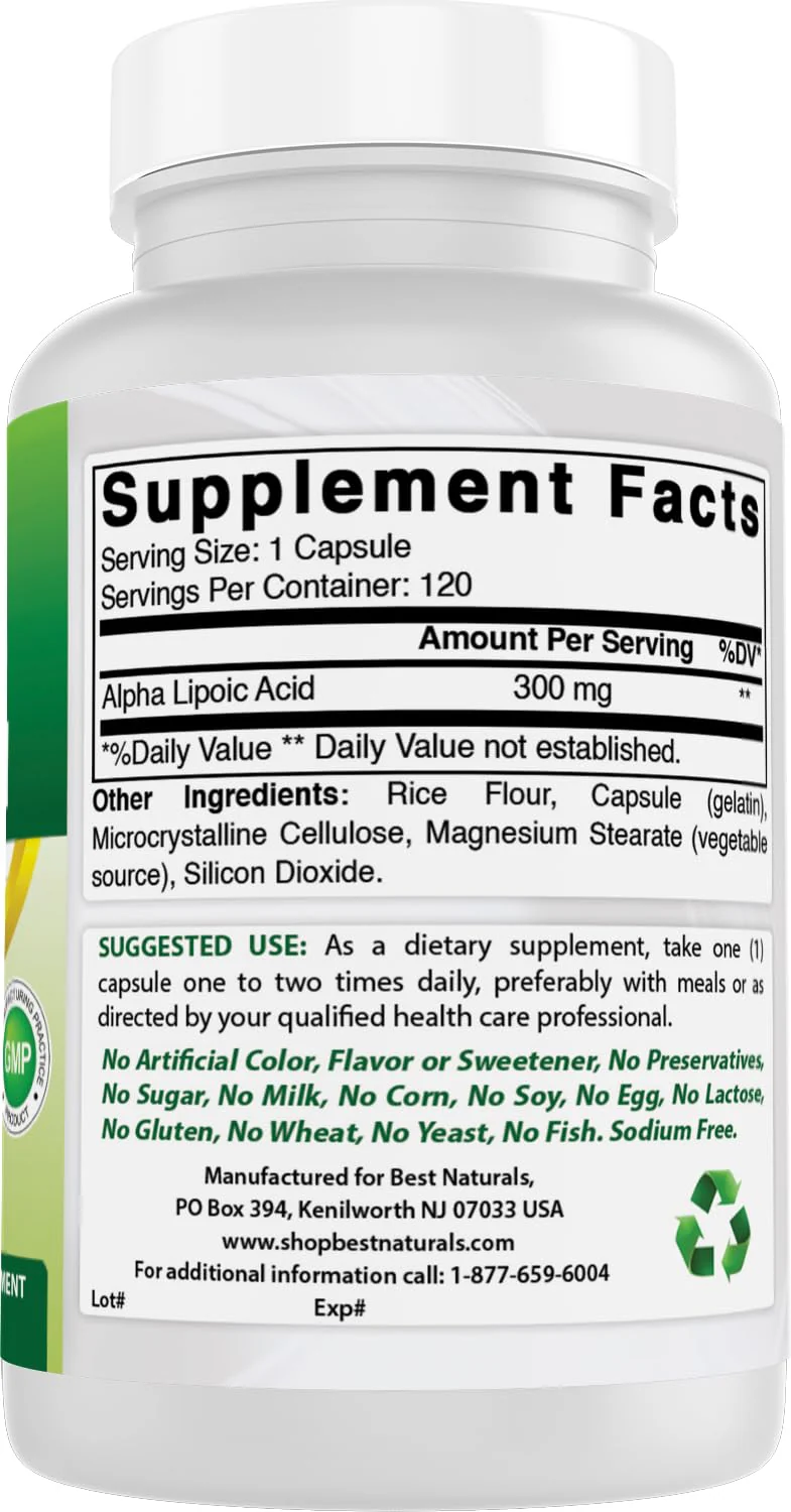 Best Naturals Alpha Lipoic Acid 300 mg - 120 Capsules (Pack of 3) - Image 6