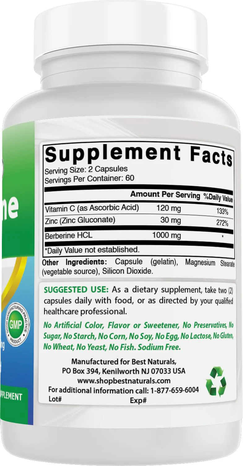 Best Naturals Berberine Plus 1000 mg/Serving - 120 Capsules (120 Count Pack of 3) - Image 4