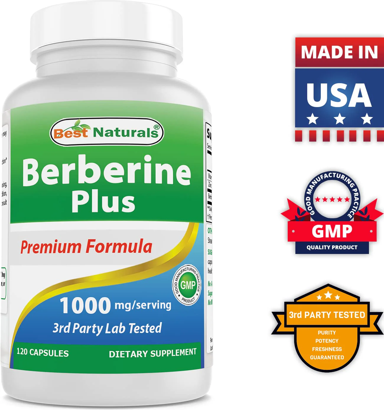 Best Naturals Berberine Plus 1000 mg/Serving - 120 Capsules (120 Count Pack of 3) - Image 8