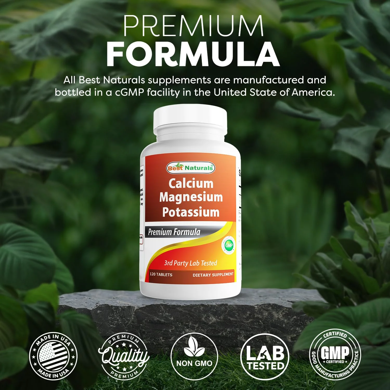 Best Naturals Calcium Magnesium Potassium - 120 Tablets (Pack of 2) | Non-GMO & Gluten Free - Image 5