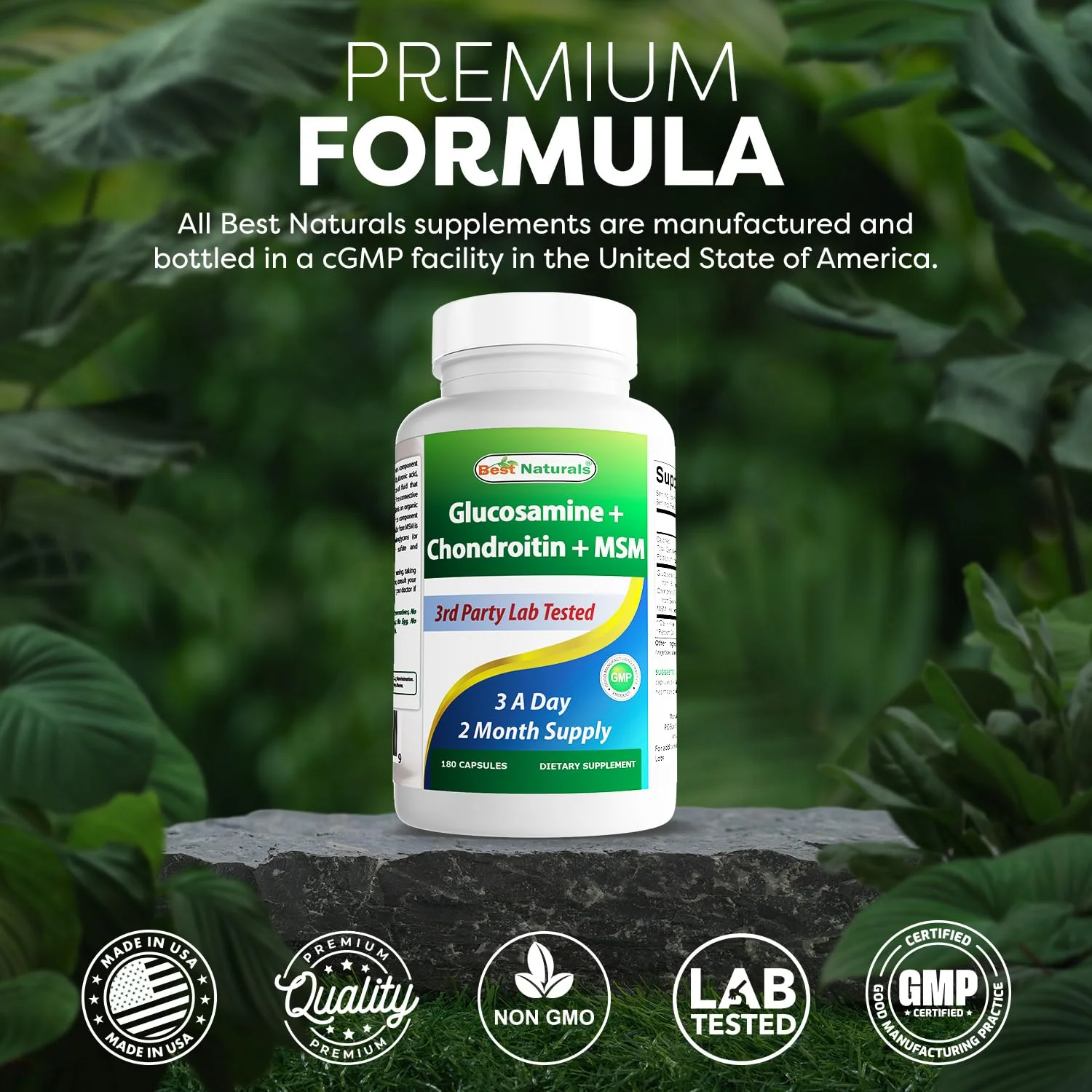 Best Naturals Glucosamine Chondroitin MSM Joint Supplement – 2600 mg/Serving, 180 Capsules per Bottle, Pack of 3 - Image 5