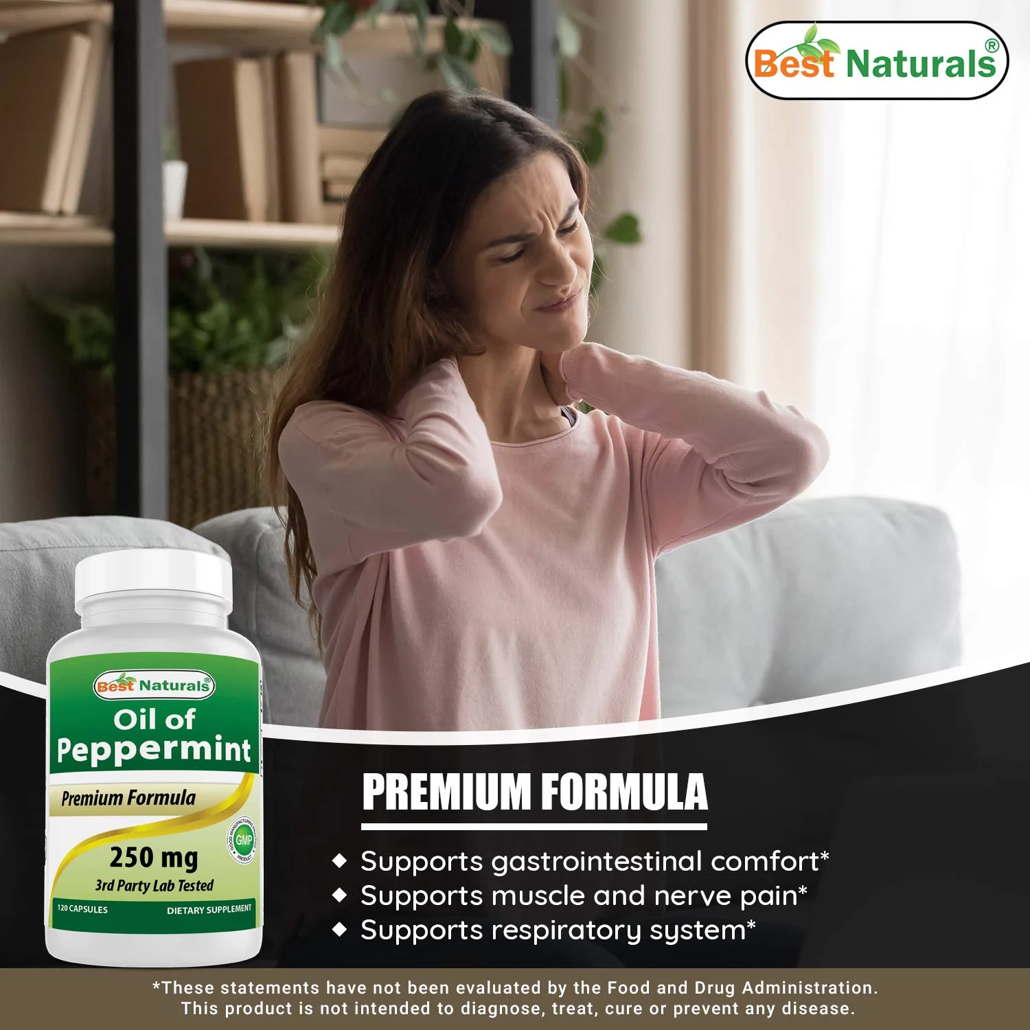 Best Naturals Peppermint Oil 250 mg 120 Capsules (120 Count (Pack of 3)) - Image 5