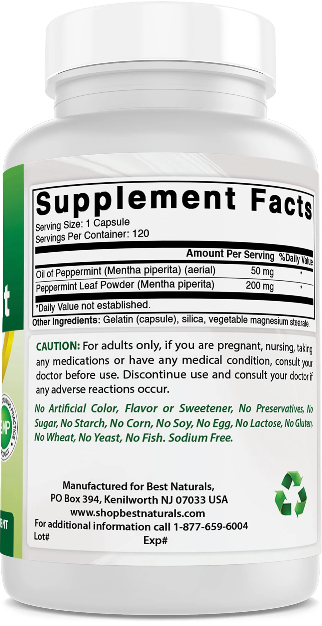 Best Naturals Peppermint Oil 250 mg 120 Capsules (120 Count (Pack of 3)) - Image 6