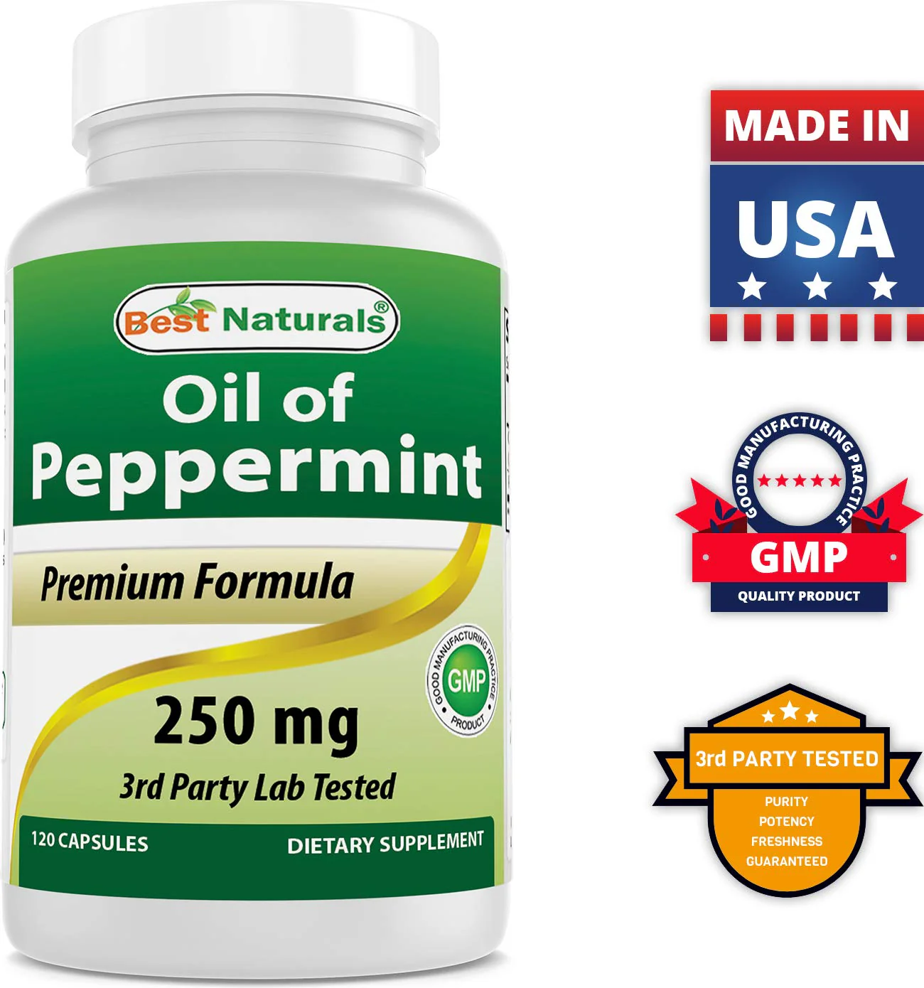 Best Naturals Peppermint Oil 250 mg 120 Capsules (120 Count (Pack of 3)) - Image 8
