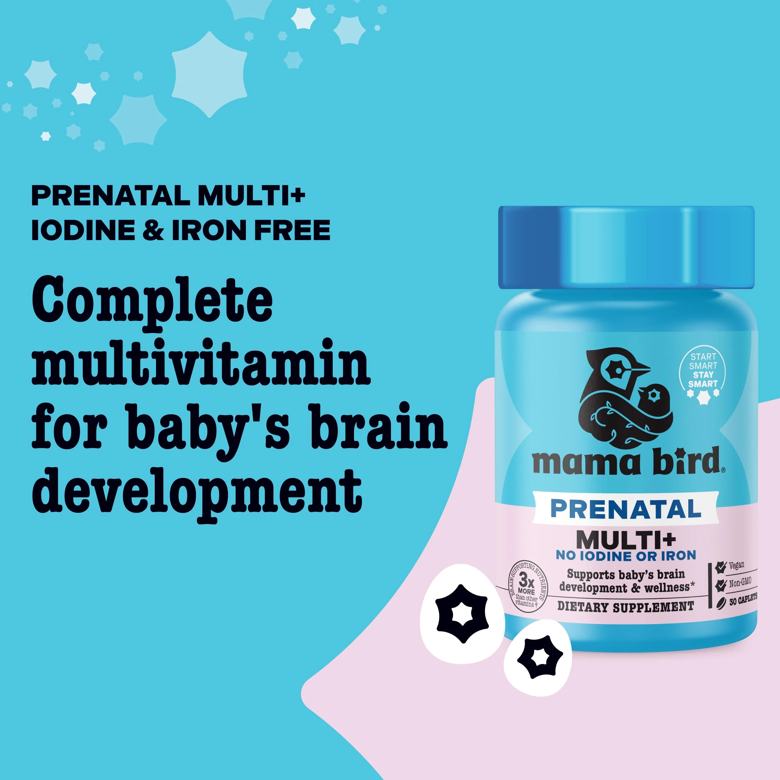 Best Nest Wellness Mama Bird Prenatal Multi+ No Iodine or Iron – 30 Servings, Brain-Ready Prenatal Vitamins - Image 3