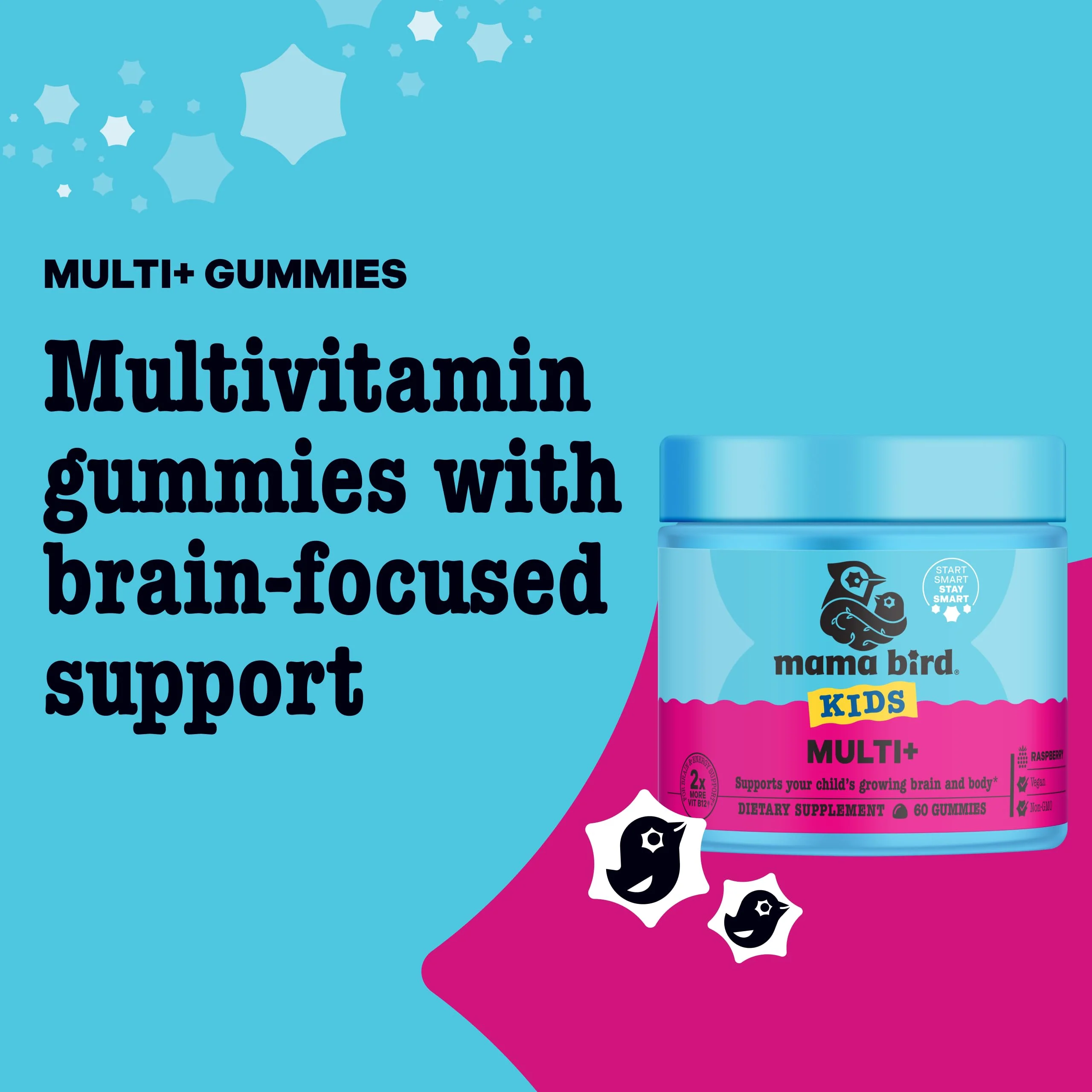 Best Nest Wellness Multi Plus Gummies – Brain Health for Kids, Raspberry Flavor, 60 Gummies - Image 3
