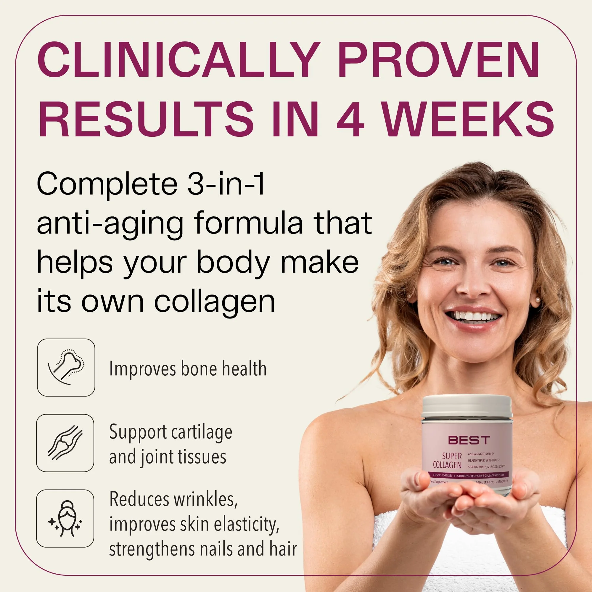 BEST Super VERISOL Collagen Powder for Women – Unflavored, 30 Servings - Image 3