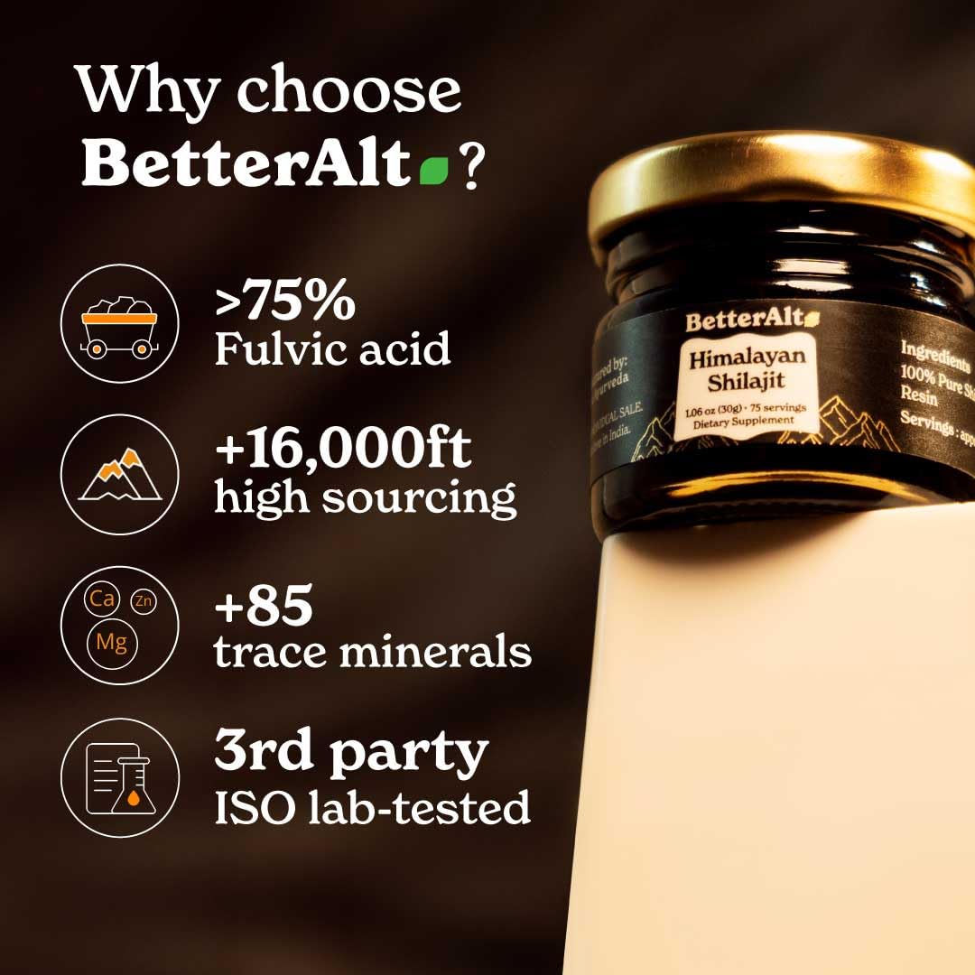 Better Alt Himalayan Shilajit Resin – High Potency Gold Grade, 400 mg, 150 Servings, Lab-Tested, Energy & Immune Support - Image 3