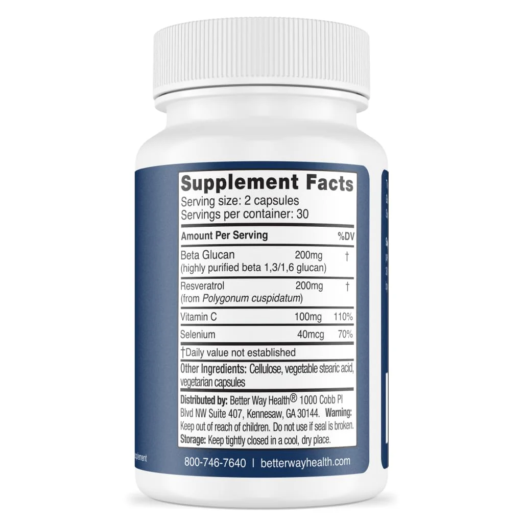 Better Way Health Advanced Immune Readiness – Beta Glucan with Vitamin C, Selenium & Resveratrol | 60 Capsules - Image 18