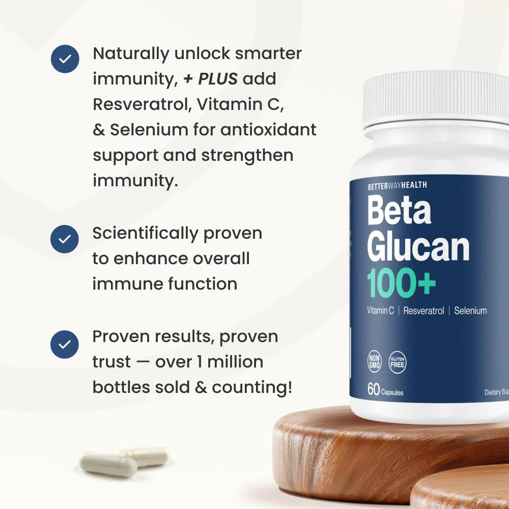 Better Way Health Advanced Immune Readiness – Beta Glucan with Vitamin C, Selenium & Resveratrol | 60 Capsules - Image 4