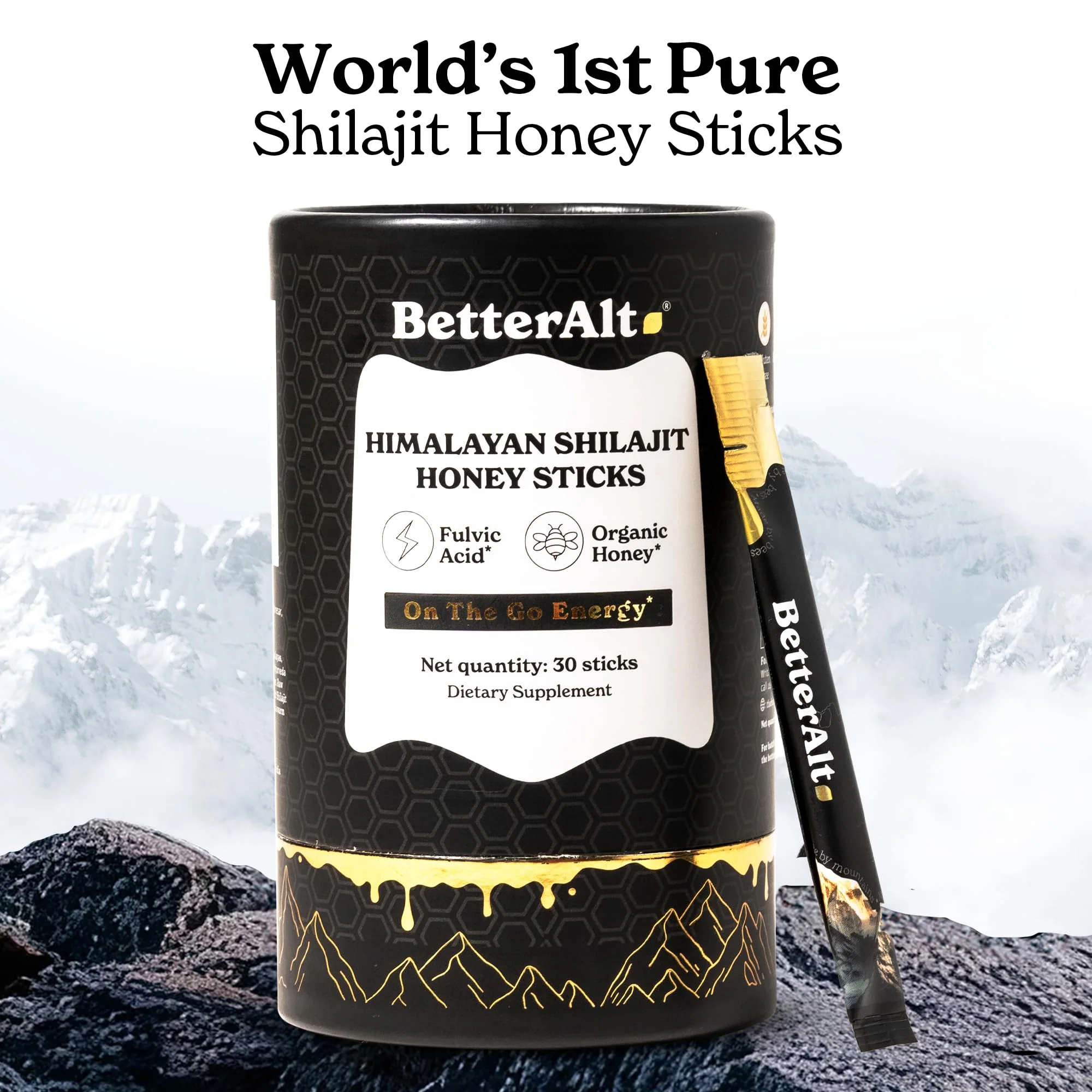 BetterAlt Shilajit Sticks with Organic Honey & Saffron | 30 Sticks for Energy & Immunity - Image 2