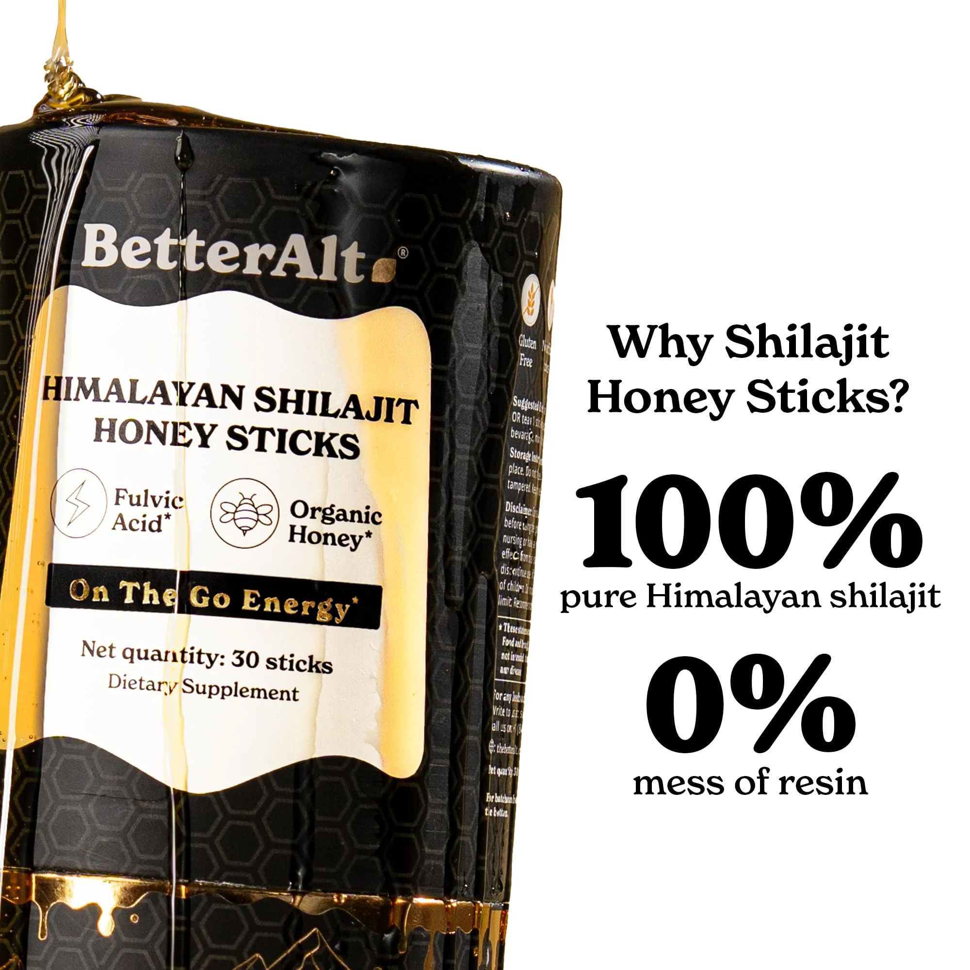 BetterAlt Shilajit Sticks with Organic Honey & Saffron | 30 Sticks for Energy & Immunity - Image 3
