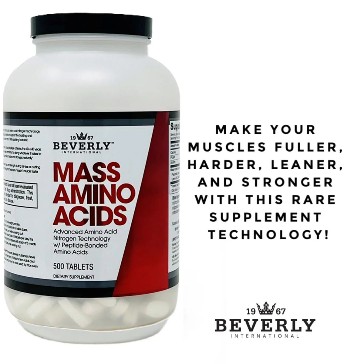 Beverly International Mass Amino Acids, 500 Tabs – Pre- & Post-Workout Support for Muscle Recovery & Repair | Complete Amino Acid Profile - Image 7