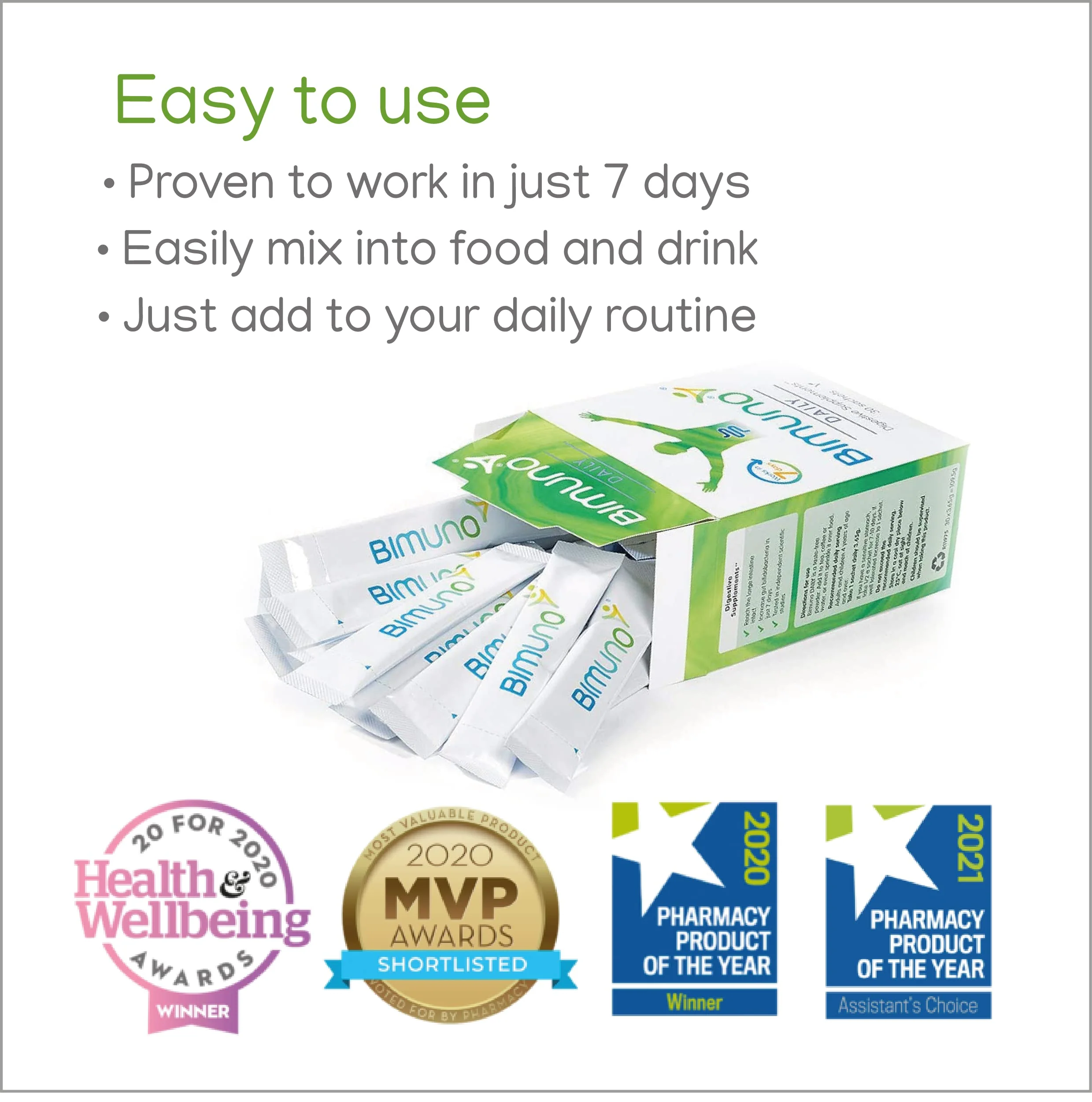 BIMUNO Immunity Food Supplement – Prebiotic Multivitamin for All Ages | Vitamin D3, C & Zinc | Gluten Free, Vegetarian, Halal, Kosher - Image 3