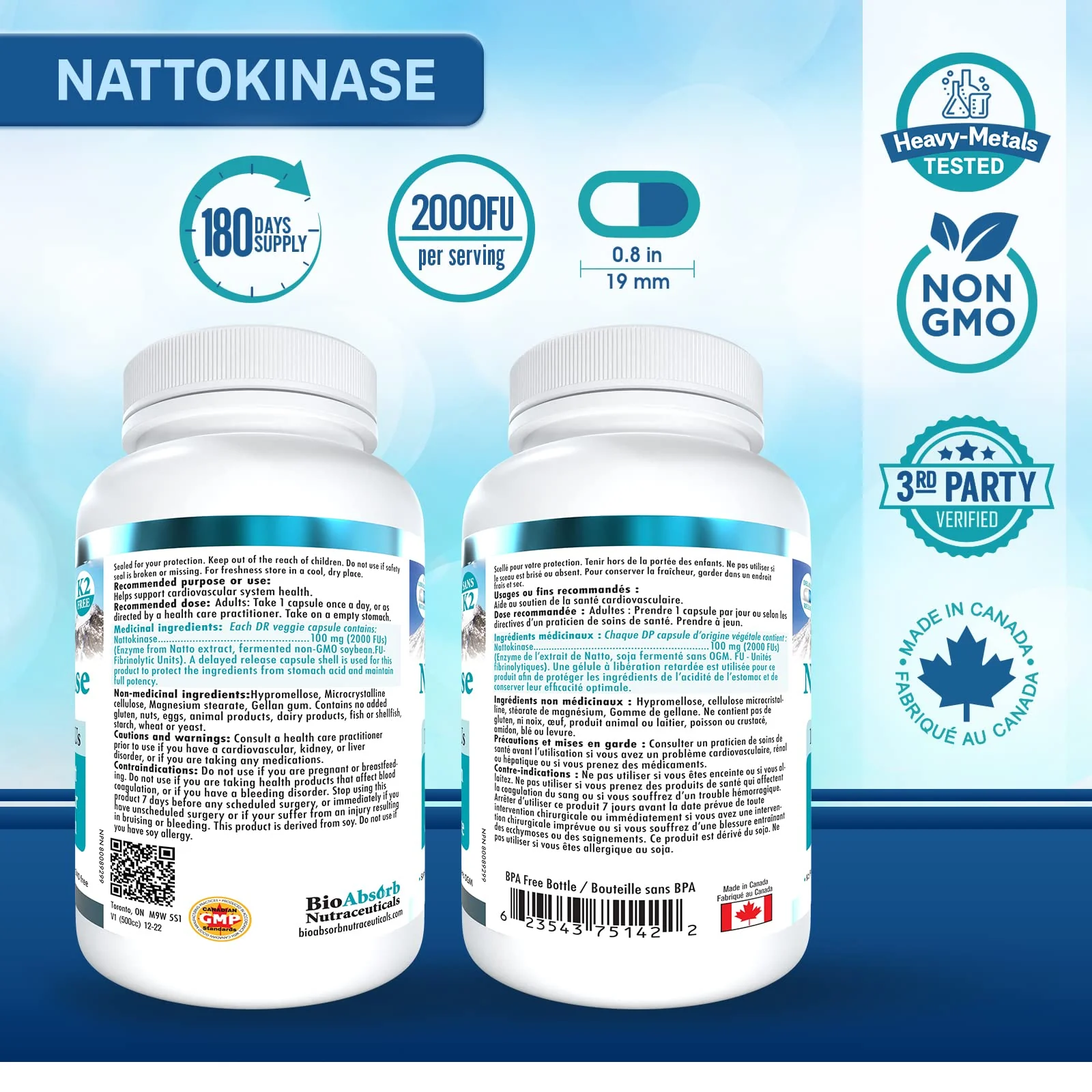 Bio Absorb Nattokinase Supplement – 100 mg, 2000 FUs, 400-Day Non-GMO Natto Extract Veggie Caps - Image 2
