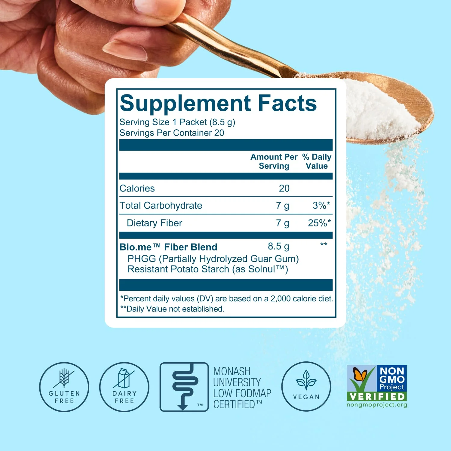 Bio.me Daily Prebiotic Fiber Powder Unflavored — 20 Travel Packs, 7g per Serving - Image 16