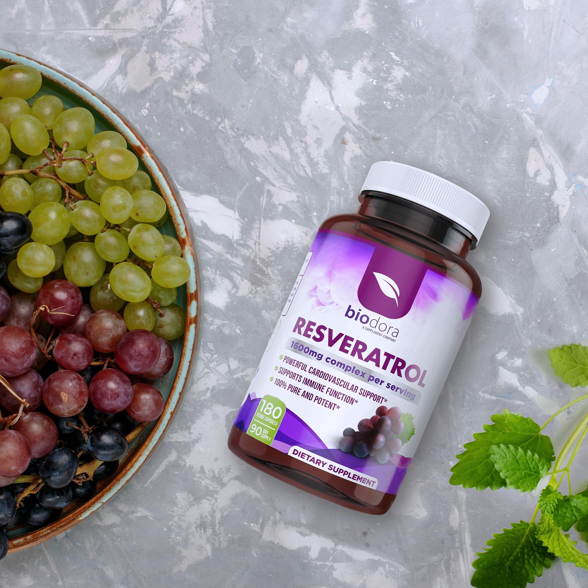 Biodora Resveratrol 1600mg – Trans-Resveratrol Antioxidant with Green Tea, Grape Seed & Quercetin | 180 Capsules - Image 5