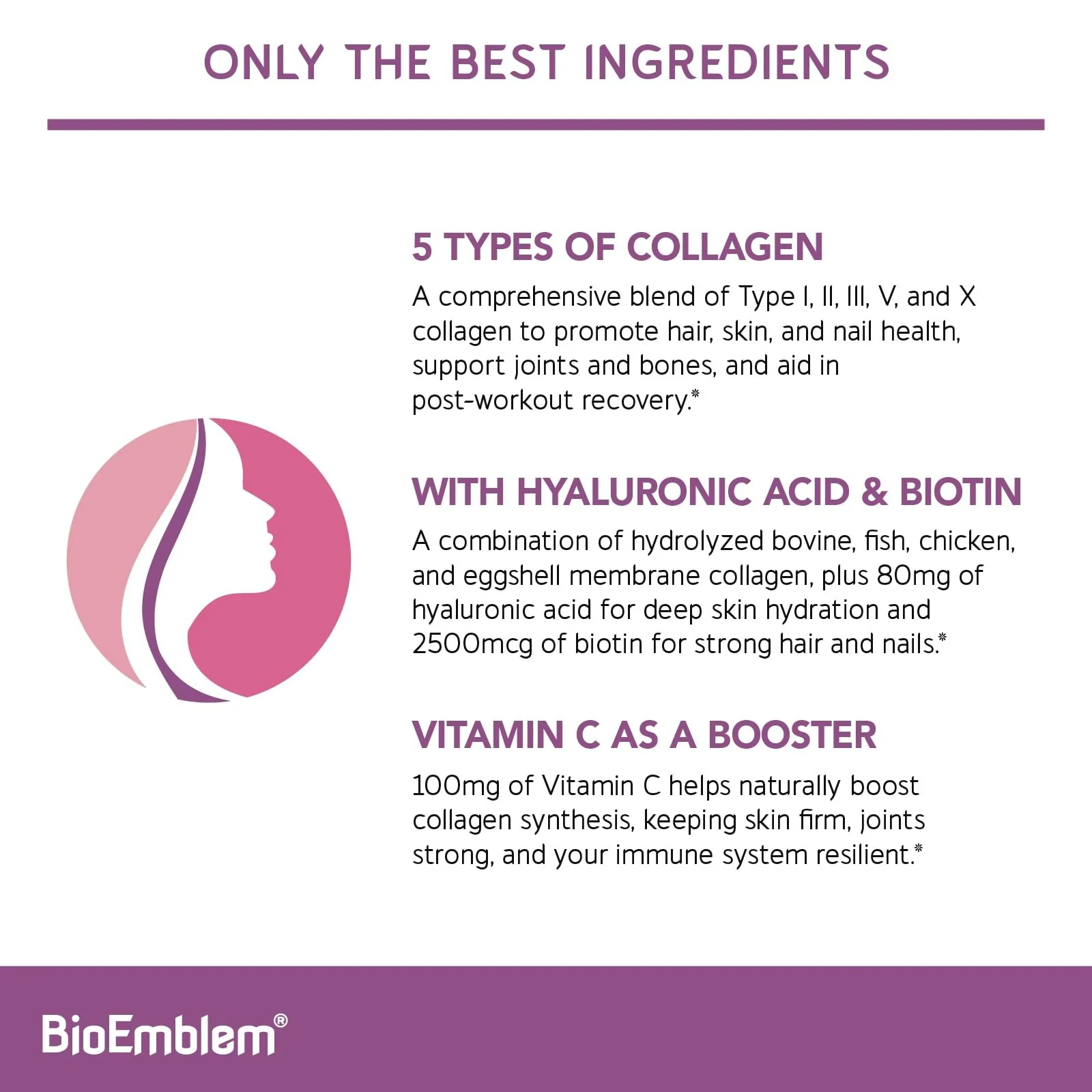 BioEmblem Beauty Collagen – 11G Hydrolyzed Multi-Collagen Peptides, Hyaluronic Acid, Vitamin C & Biotin – 30 Servings - Image 9