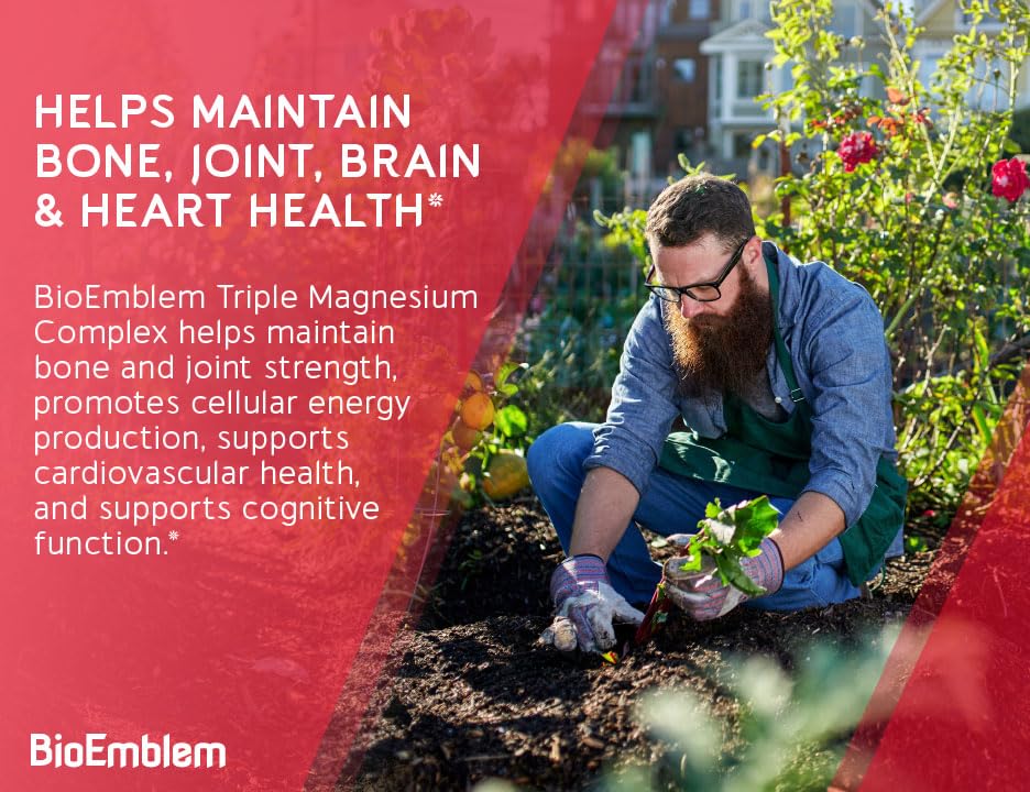BioEmblem Triple Magnesium Complex | 300mg Magnesium Glycinate, Malate & Citrate for Muscles, Nerves & Energy | High Absorption | Vegan, Non-GMO (180 Capsules) - Image 5