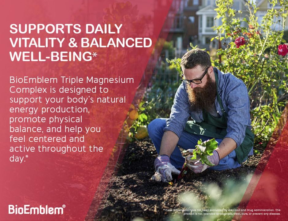 BioEmblem Triple Magnesium Complex - 300mg Mg Glycinate, Malate & Citrate | Vegan, Non-GMO | 90 Capsules - Image 6
