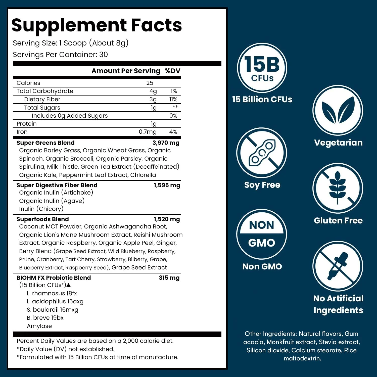 BIOHM Super Greens – 34-Ingredient Green Superfood Powder with Probiotics & Digestive Enzymes (Mixed Berry) - Image 3