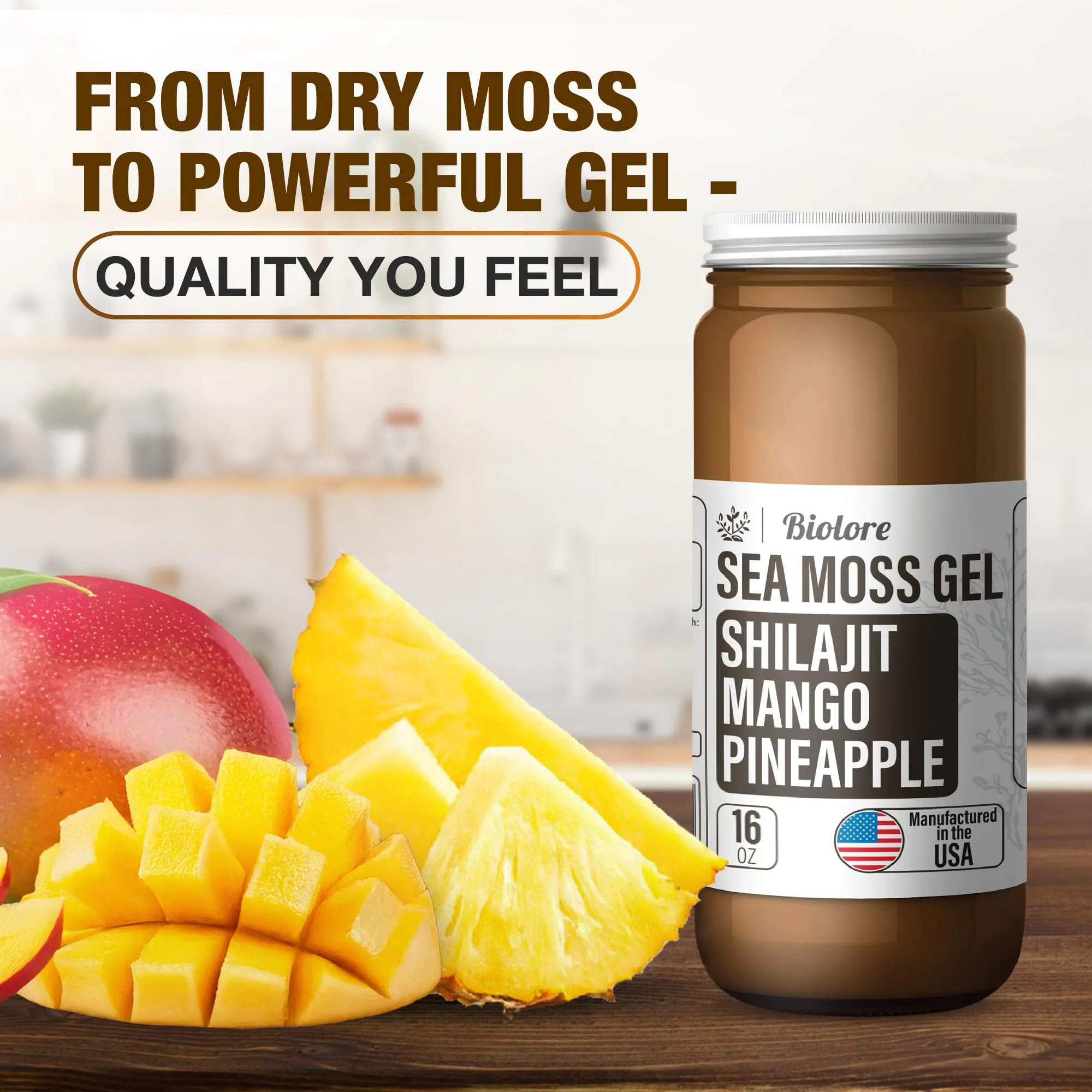 Biolore Sea Moss Gel with Shilajit – Mango Pineapple, 16 oz (Vegan, Gluten-Free) - Image 3