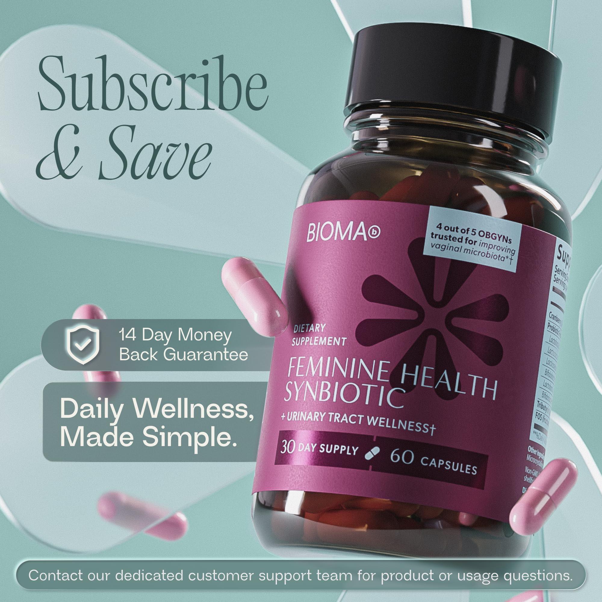 BIOMA Feminine Health Synbiotic – Probiotic Support for Vaginal pH, Urinary & Digestive Wellness (3-Pack, 180 Capsules) - Image 17