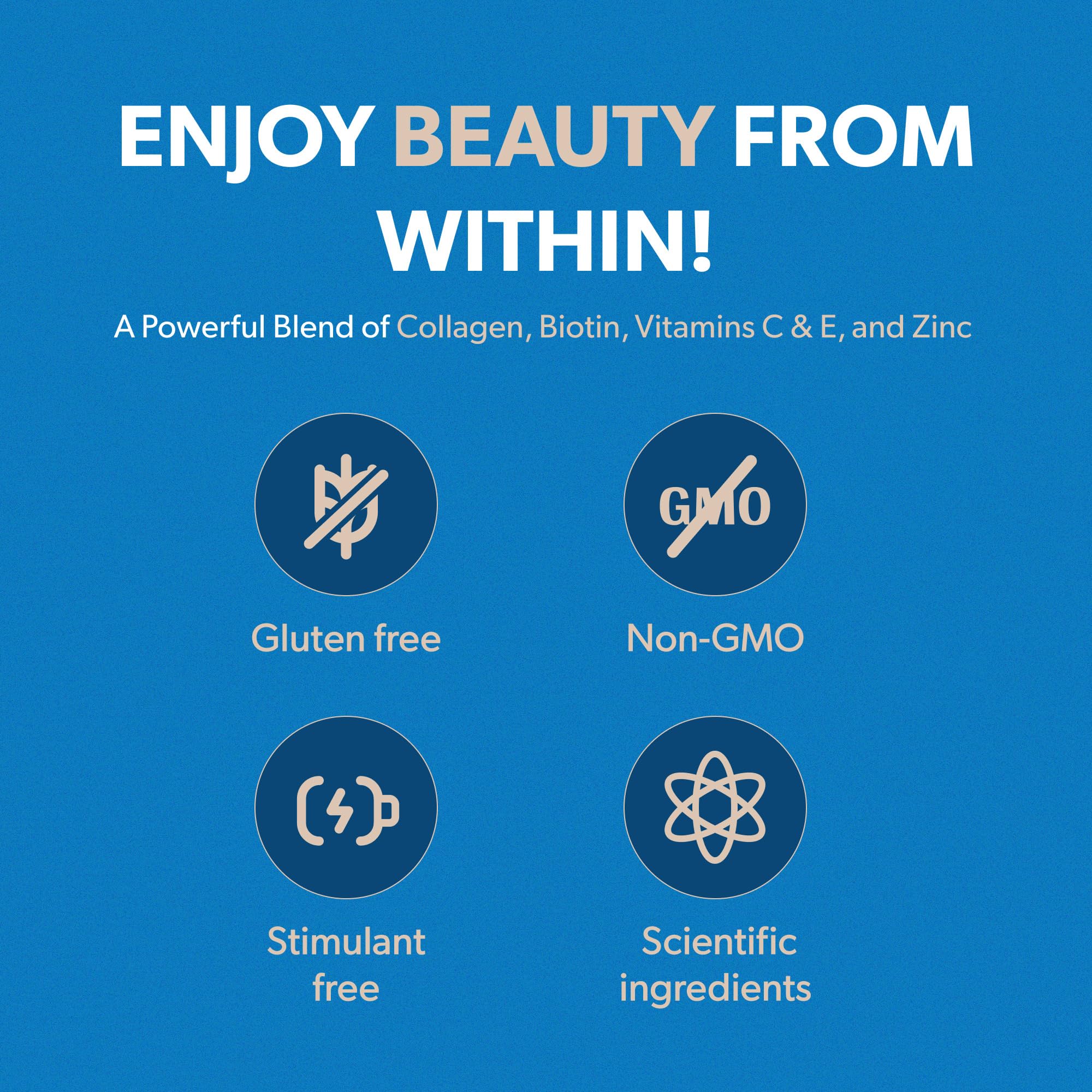 BIOMA Hair, Skin & Nails Gummies – Biotin, Collagen, Zinc, Vitamin C & D – Gluten-Free, 180 Gummies - Image 7